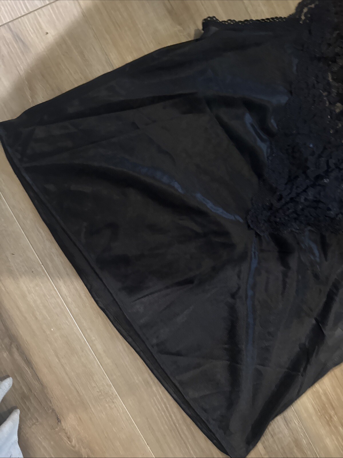 VINTAGE SLIP TOP CAMISOLE FULL FIGURE CAMI LINGERIE BLACK LACE TRIM USA L