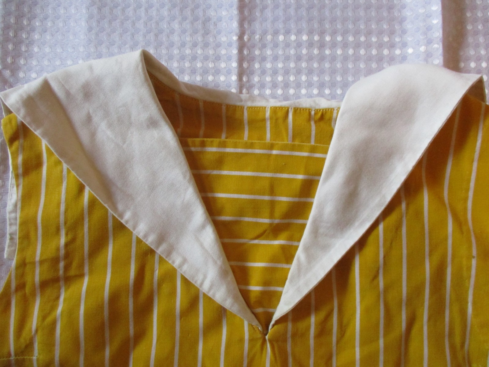 1960&rsquo;s Teen&rsquo;s Yellow Striped Cotton Sailor Sleeveless Pullover Sundress Sz. 15