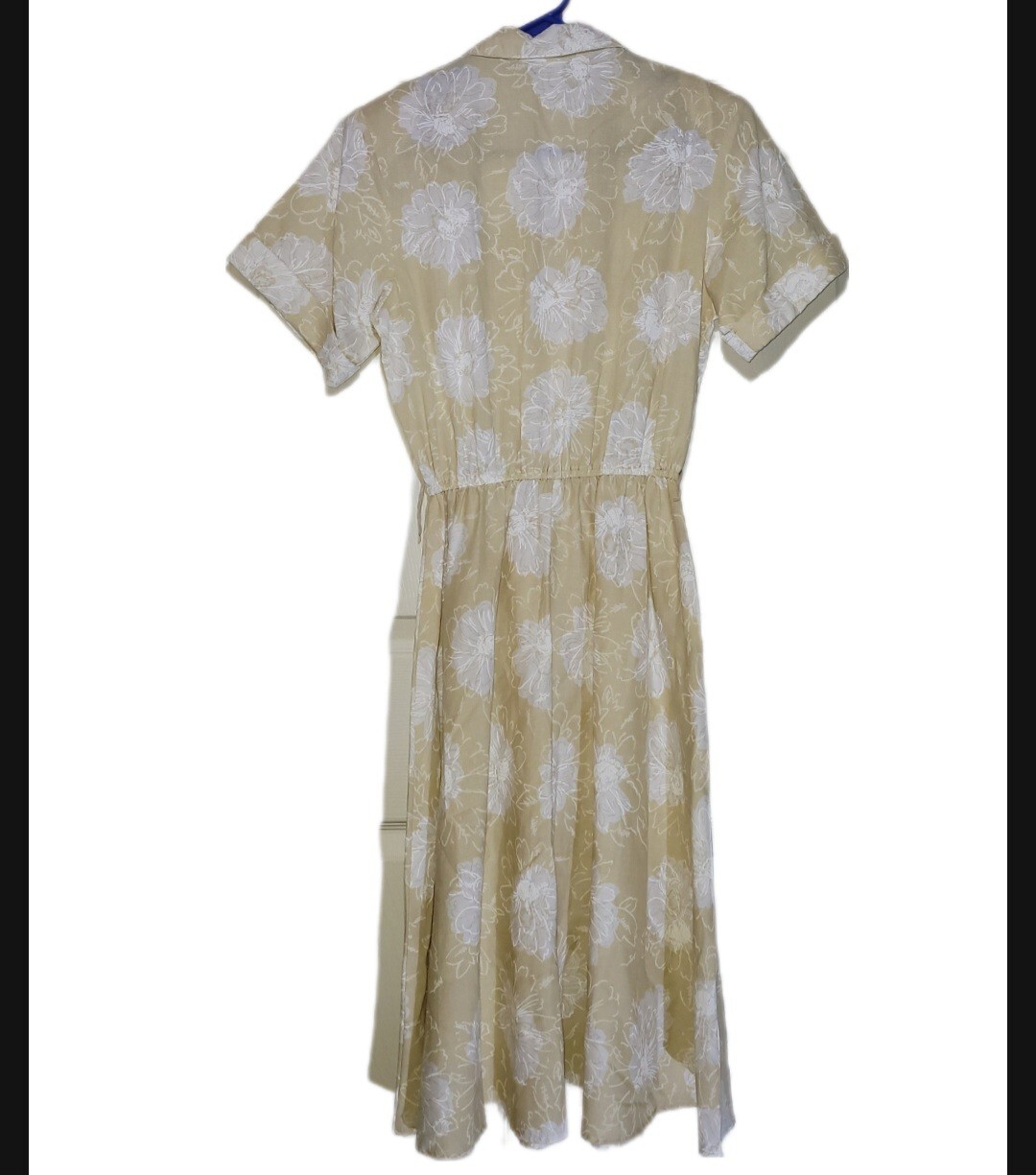 Stuart Alan Vintage 80&rsquo;s Button Cap Sleeve Unlined Floral Linen Sz 8 Dress