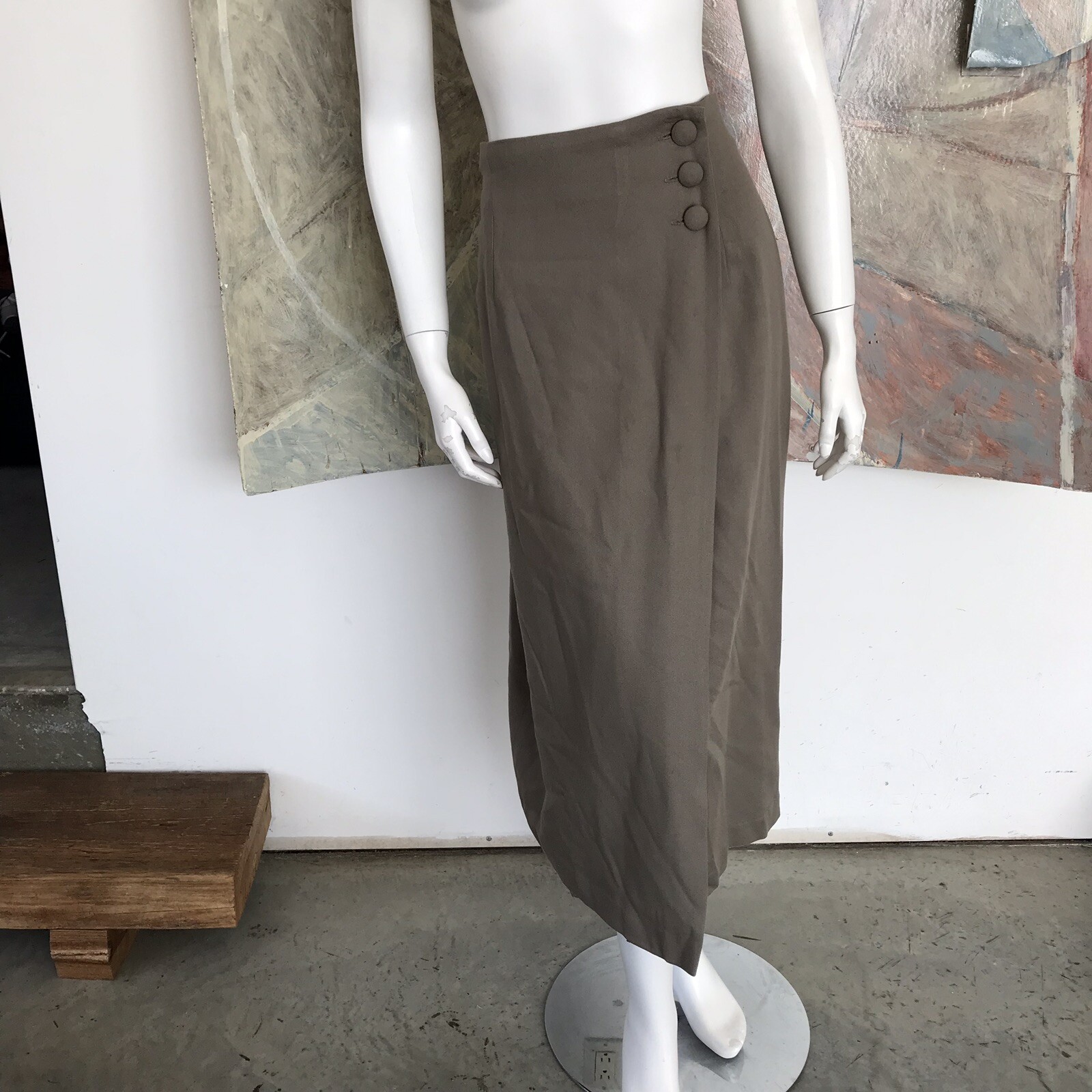 Vintage Express Beige Wool Blend High Waisted Maxi Skirt Age 13/14 / 13 / 14