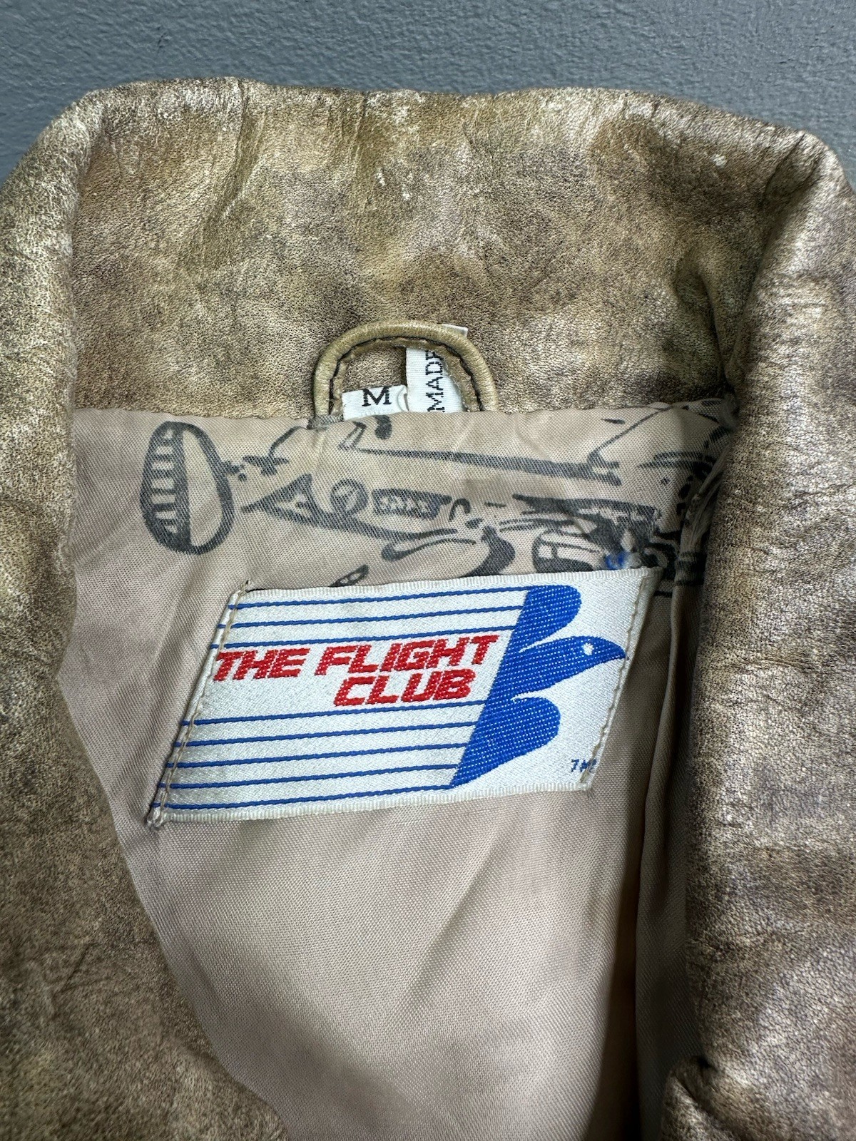 Brown Leather Bomber Jacket Unisex Size Medium By The Flight Club Made in Korea