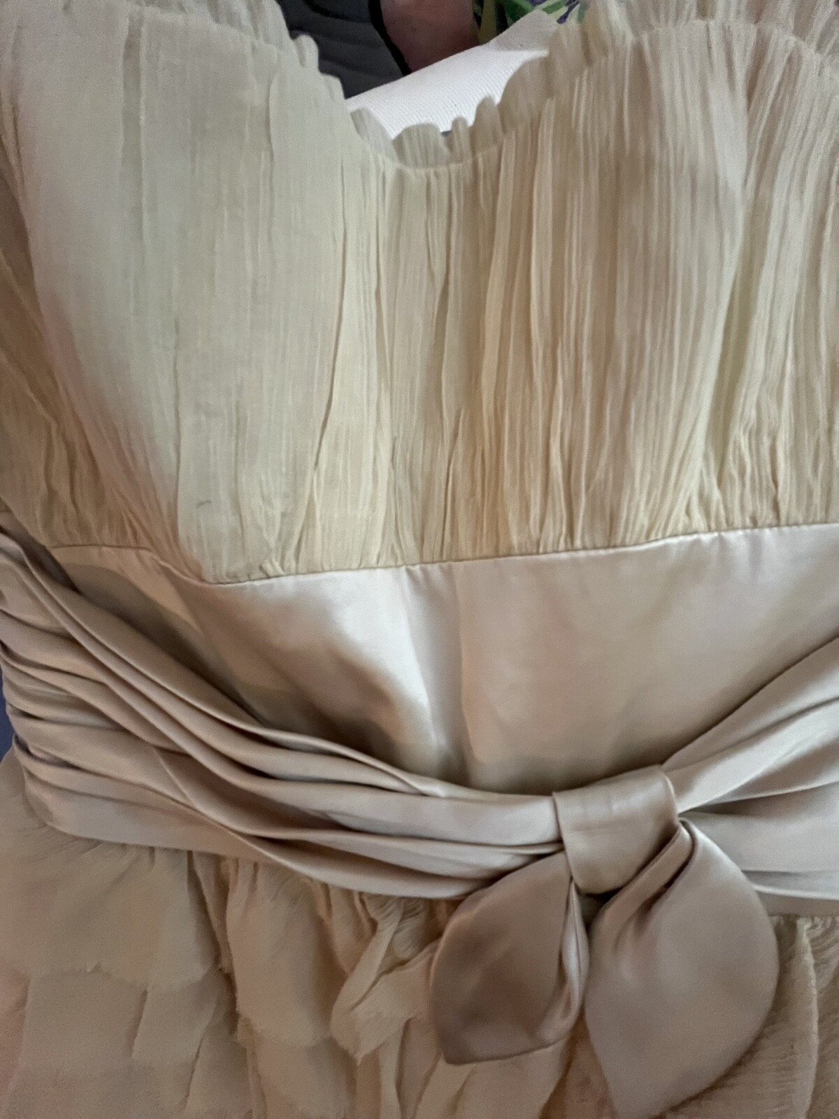 NWT Betsey Johnson Collection 2 Tea Dress Ivory Raw Silk Cotton Ruffles Tulle