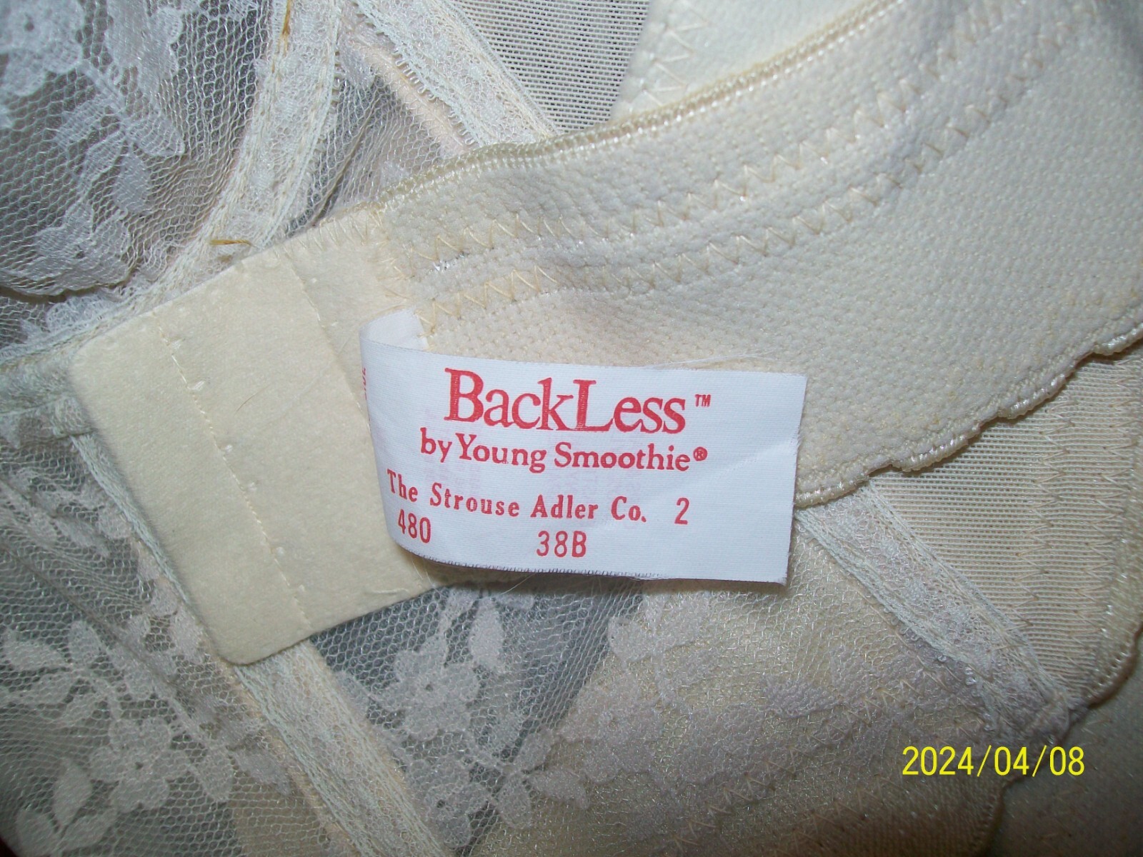 Vintage Nude Bra BackLess by Young Smoothie The Strouse Adler Co 70s ~Size 38B