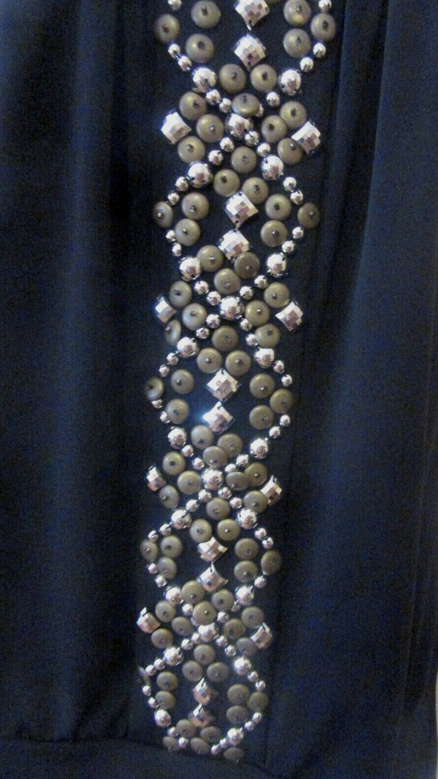 CACHE Y2K Black Bead & Studded Detail Shoulder Tie Banded Hem Top L (8-10) $78