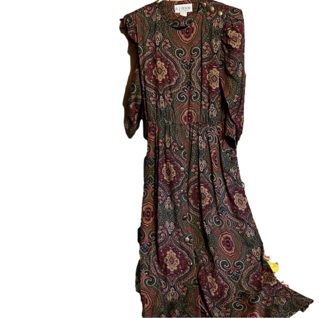 Vintage R.J. STEVENS BY CAROL ESCRITOR Paisley Dress.