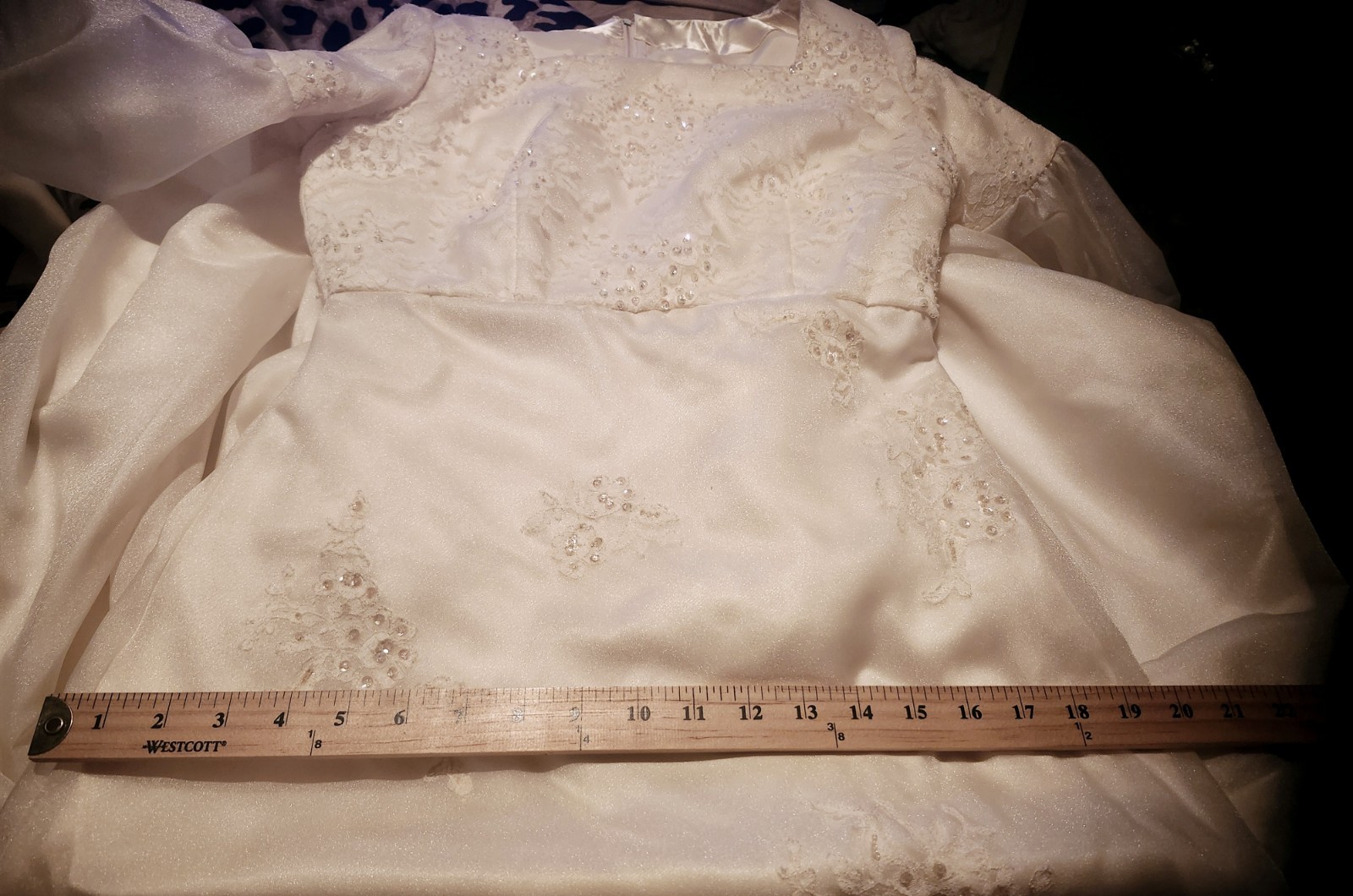 Vintage 70s Ivory Custom Hand Made Bridal Gown with Train