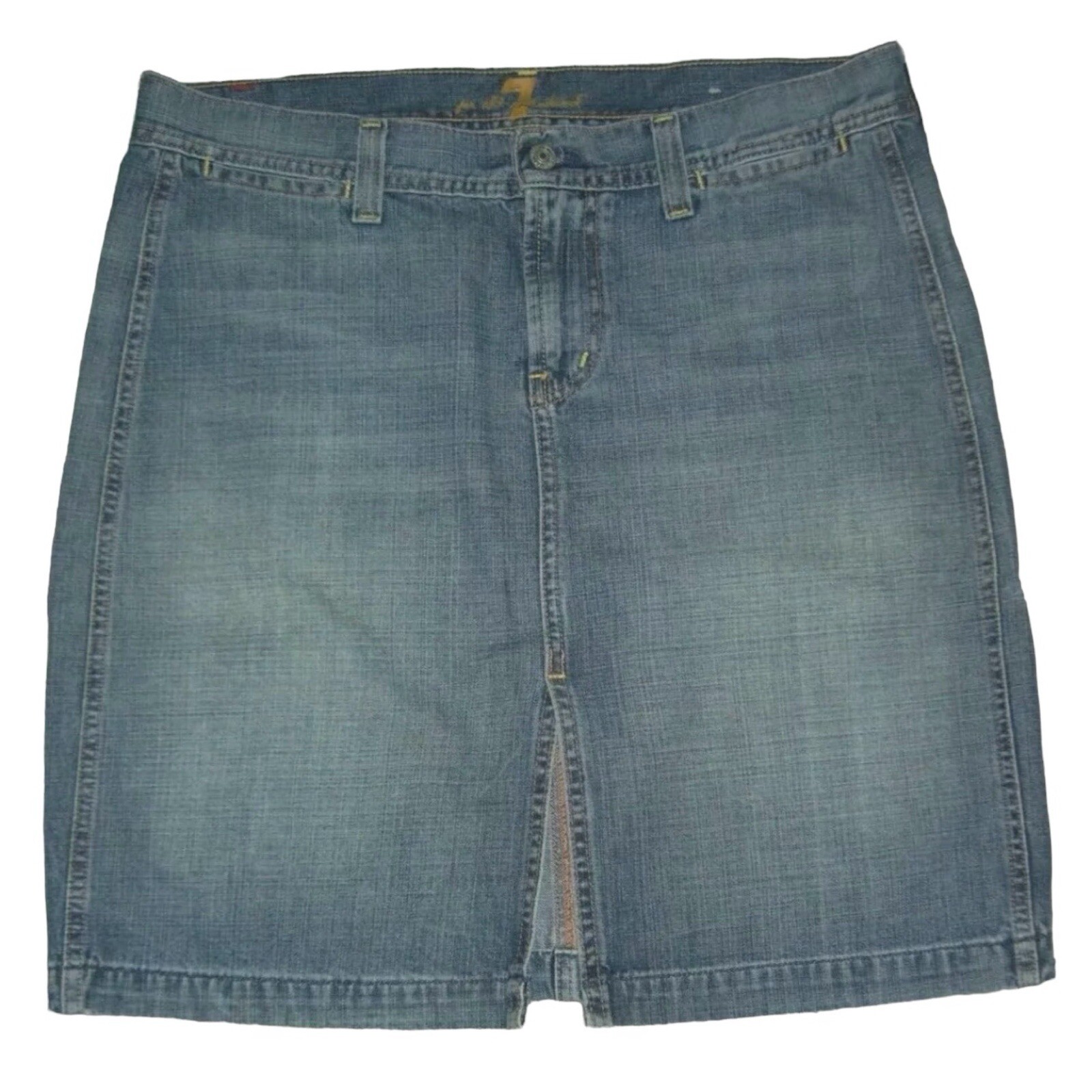 7 For All Mankind Skirt Vintage Denim Jean 90s y2k Pencil Laguna Beach Preppy 32