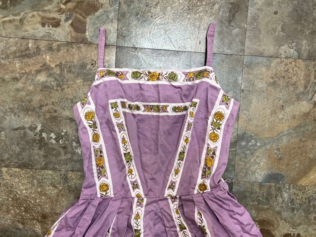 Vintage50’s L Aiglon Floral Print Sleeveless Dress, Lavender/Purple, Pleated