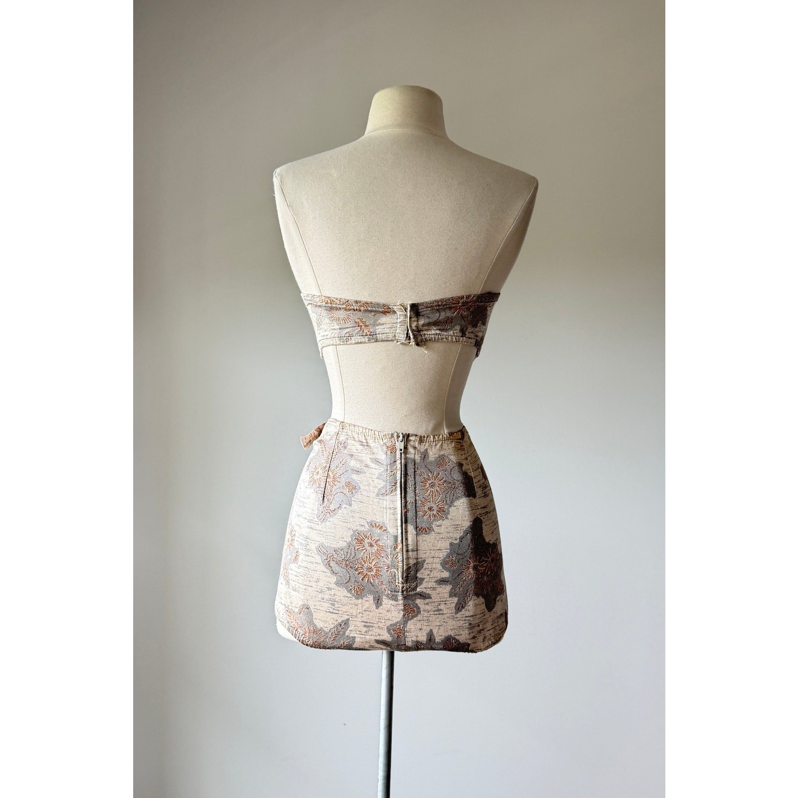 Vintage 1950s Roxanne Bombshell Bikini Swimsuit Gray XS/S
