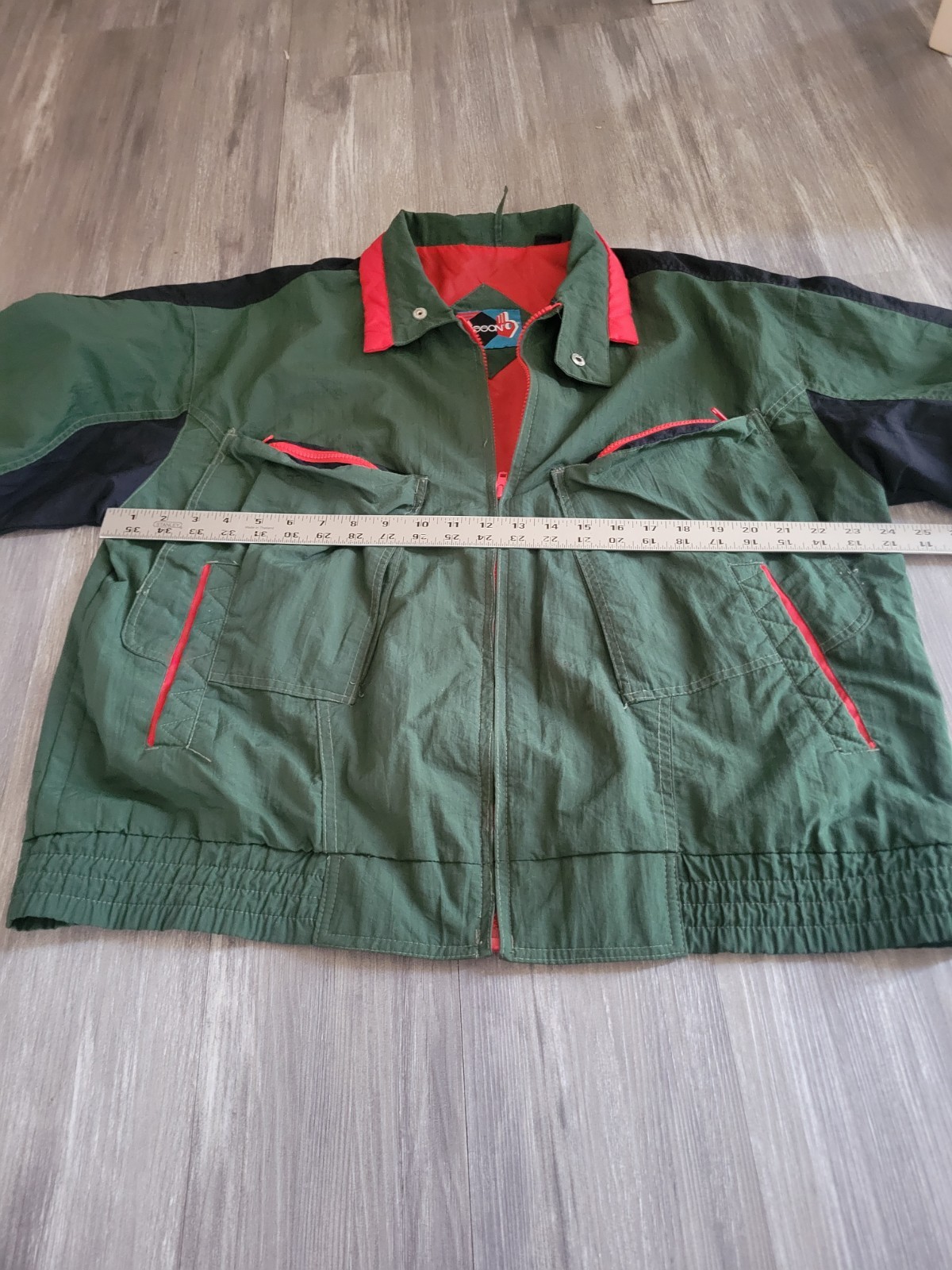 Vtg SASSON Jacket Logo Tyvek Rare Gucci GREEN RED Keddem Hip Hop 70s 80s 90s Y2k