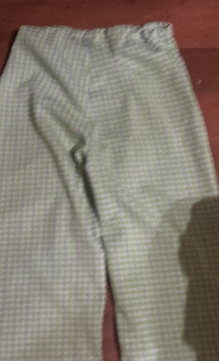 Vintage 1970 Womens Bell Bottom Polyester Pants Green,Grey,& White Hounds Tooth