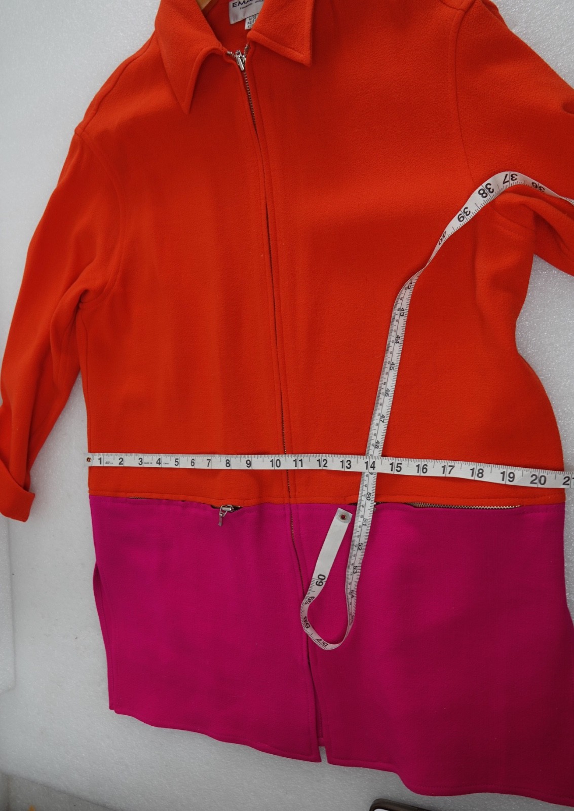 VINTAGE WOMANS EMANUEL UNGARO ORANGE COLORBLOCK 1960&rsquo;S JACKET 4/38