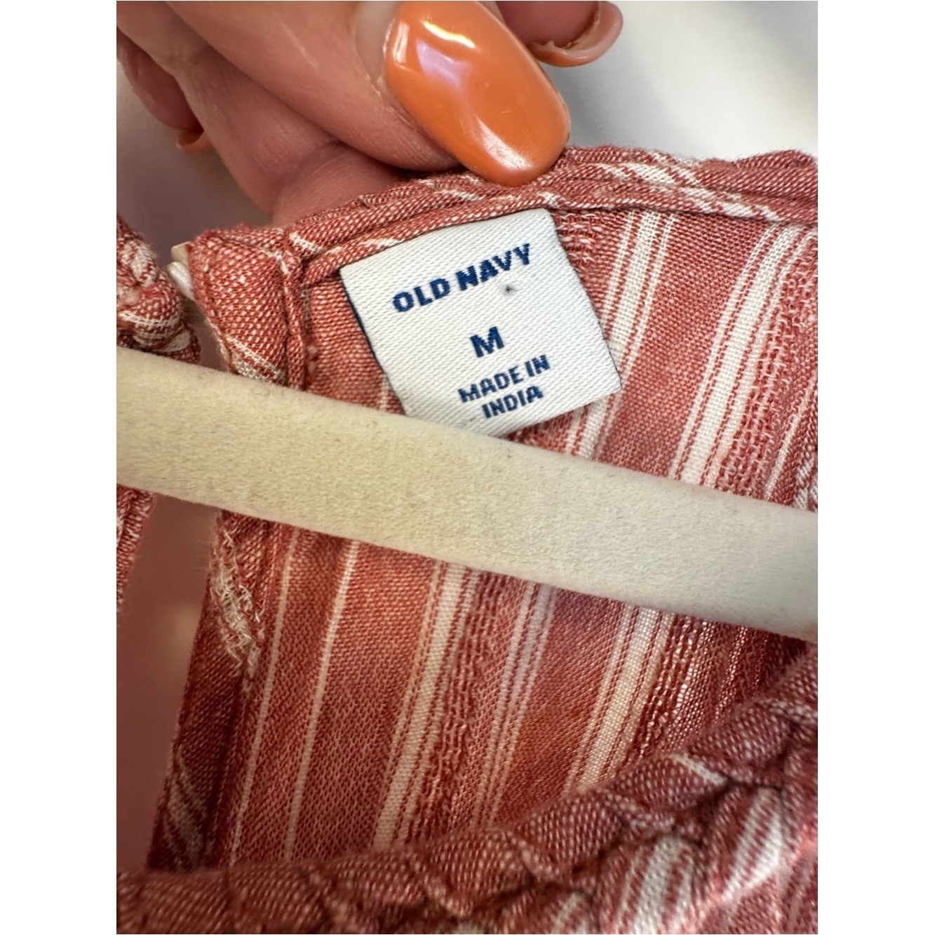 Old Navy Rust Striped Linen Blend Maxi Dress Medium Boho Cottagecore Summer