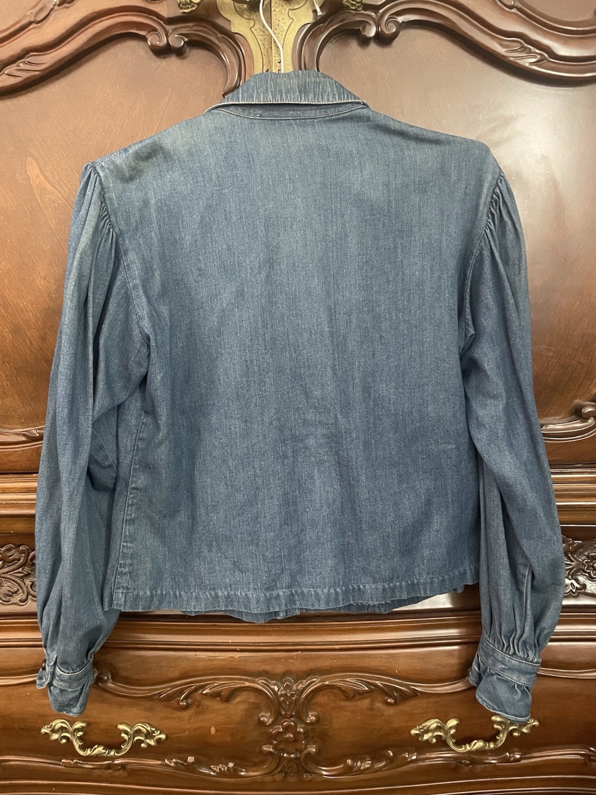 Bis Paris Beverly Hills Cotton Chambray Women&rsquo;s Ruffle Top Vintage, Size 42