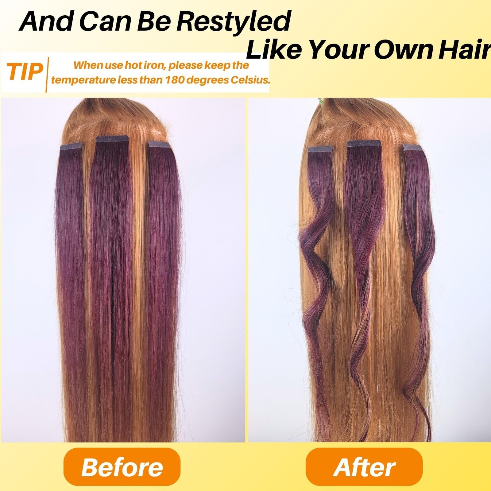 Burgundy 24 Inch Human Hair Extensions Tape-in Straight Remy Hair 20Pcs 50G Cosp