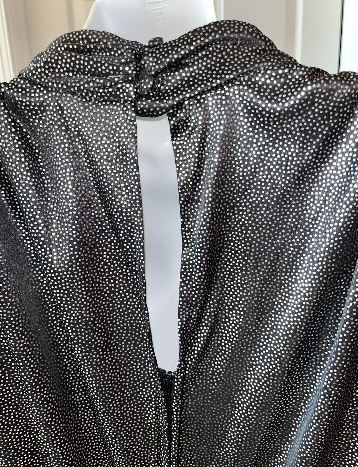 Vintage Tags 1980s Silver Black Flutter Slv Disco Dress 80s Size 20 ½ Curr 14-16