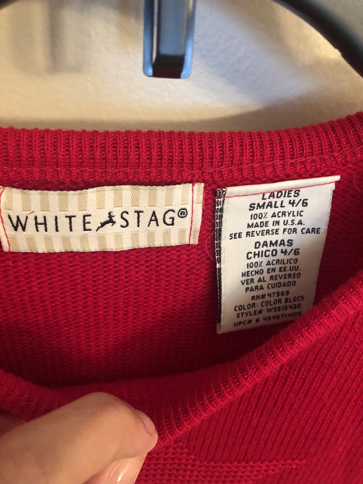 White Stag Red/White/Blue Sweater, Star Pattern, Made In USA, Size Small, 4/6