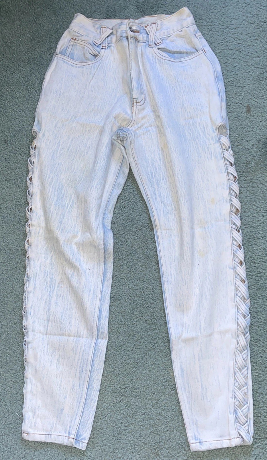 Women&rsquo;s Vintage Faded 80&rsquo;S Anti Basic Daily Jeans Braided Sides High Rise Sz 7/8