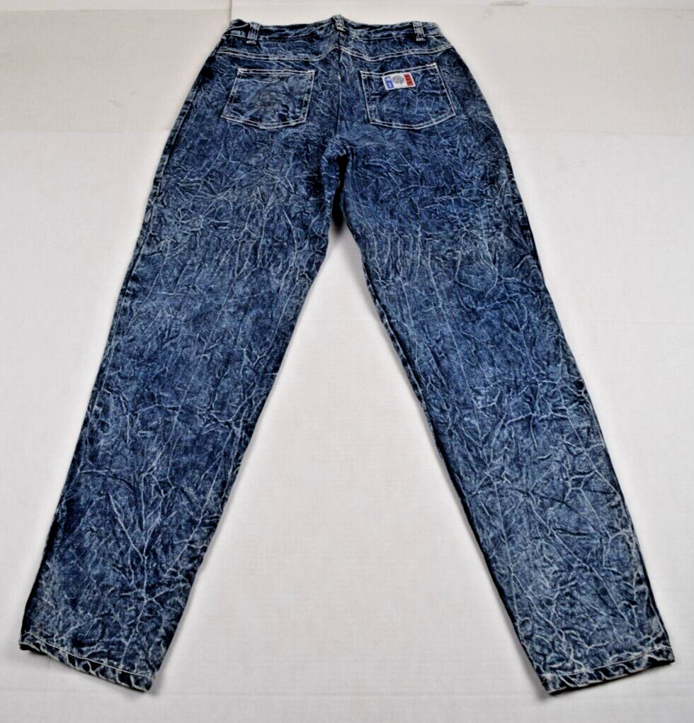 Vintage Jeans F A X Acid Wash Size 13/14 W28 L29 80s Blue High Waist Made USA