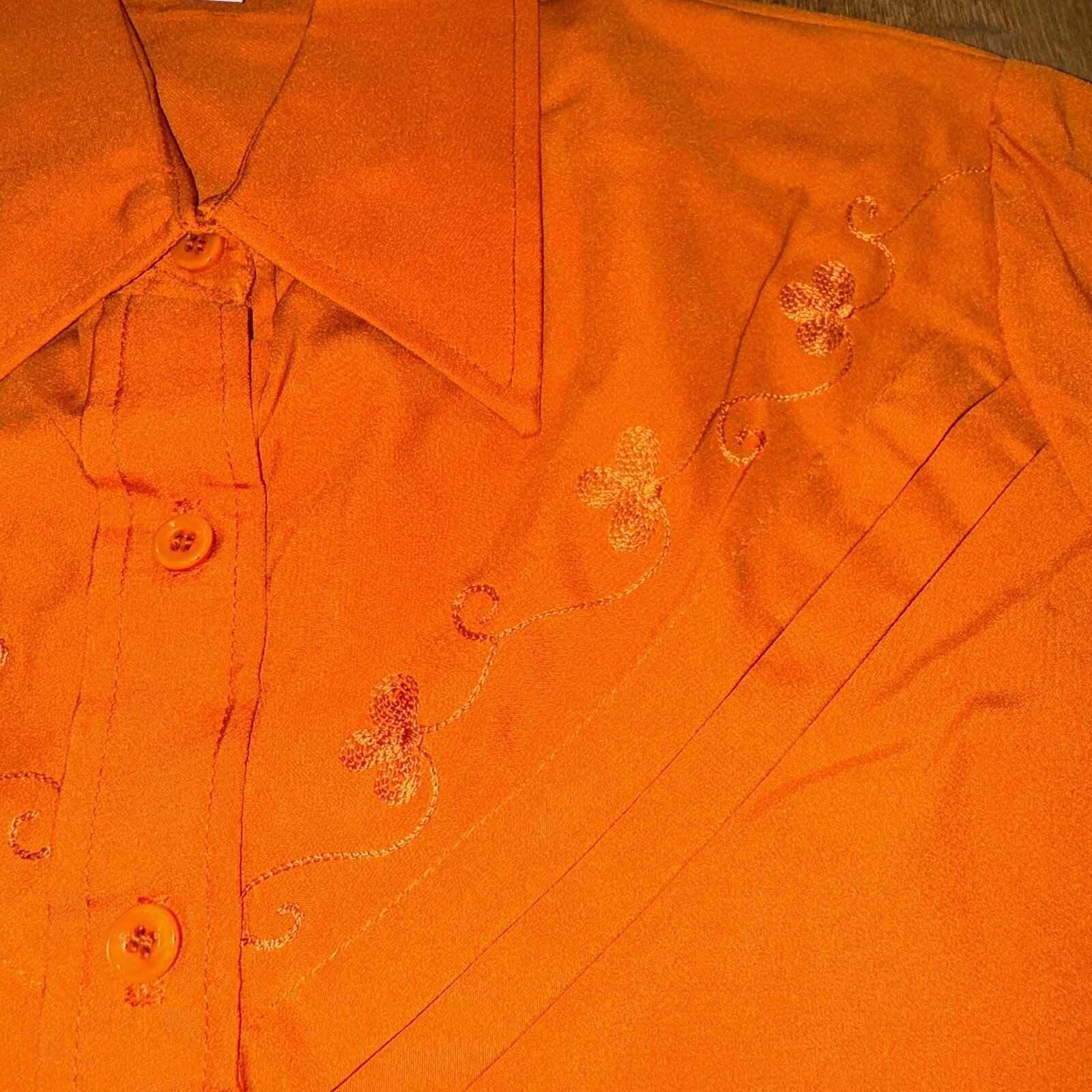 Vtg Urban Cowgirl Western Shirt Womens Rockabilly 60s 70s Polyester Disco 11 12