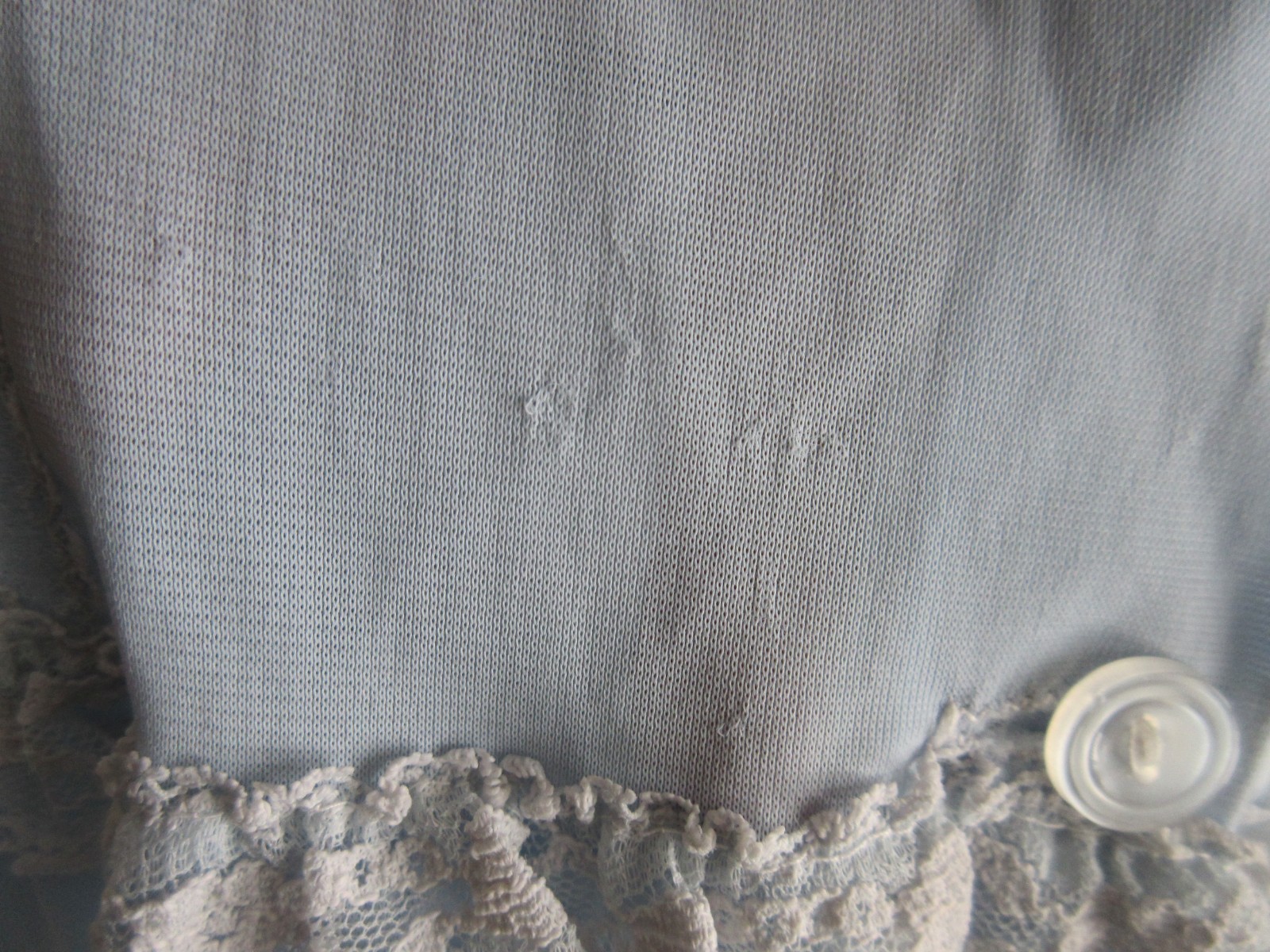 1960&rsquo;s BED JACKET PHILMAID BLUE nylon LACE RUFFLE size LARGE 40/42 USA
