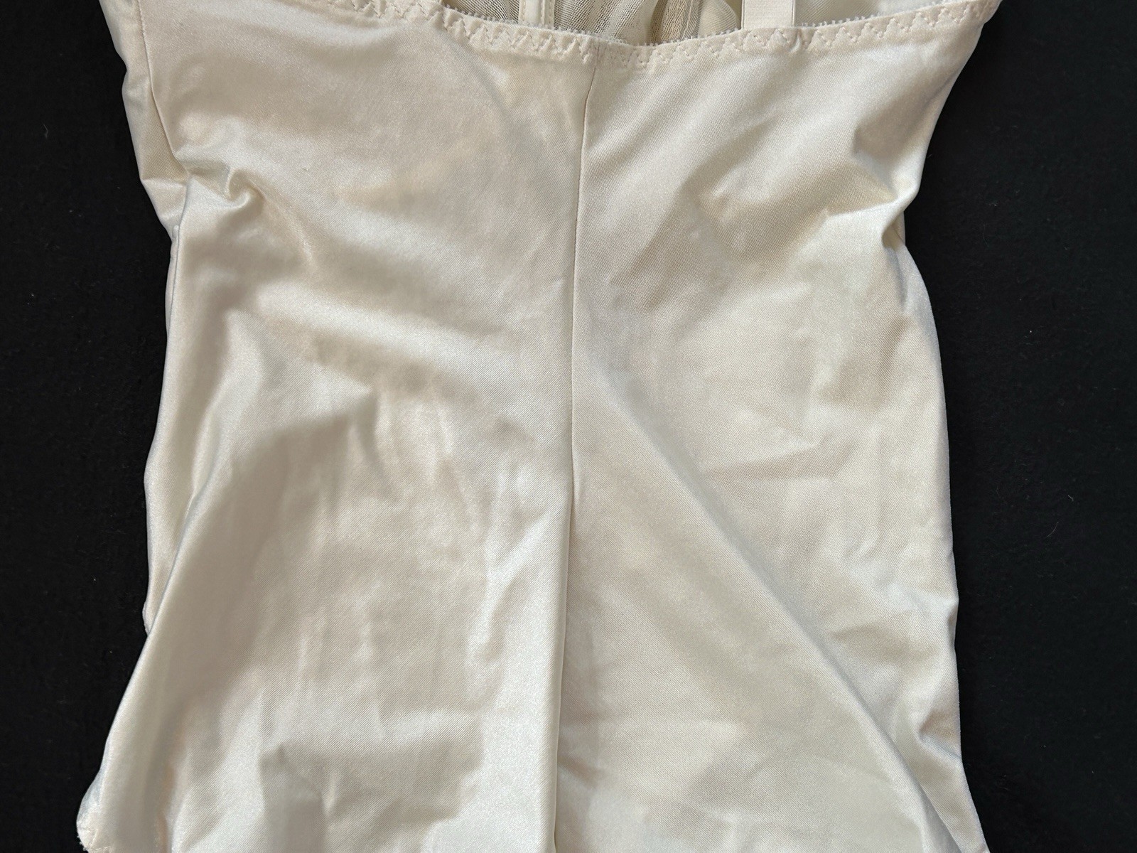 Vtg CROWN-ETTE 7917 Satin Lace Underwire Teddy Bodysuit Shapewear 38B Ivory