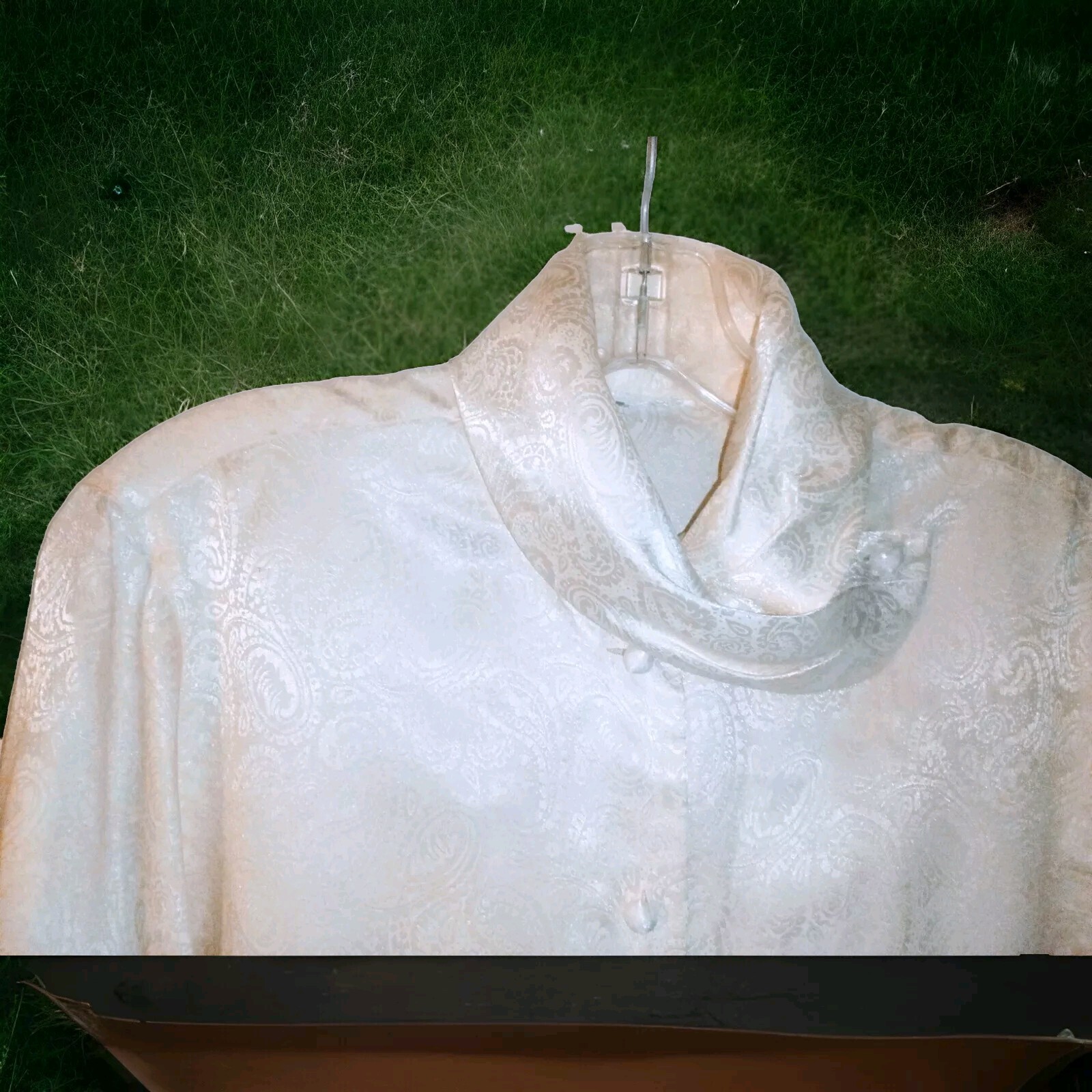White Satin-like Blouse Vintage 1980s Size Medium