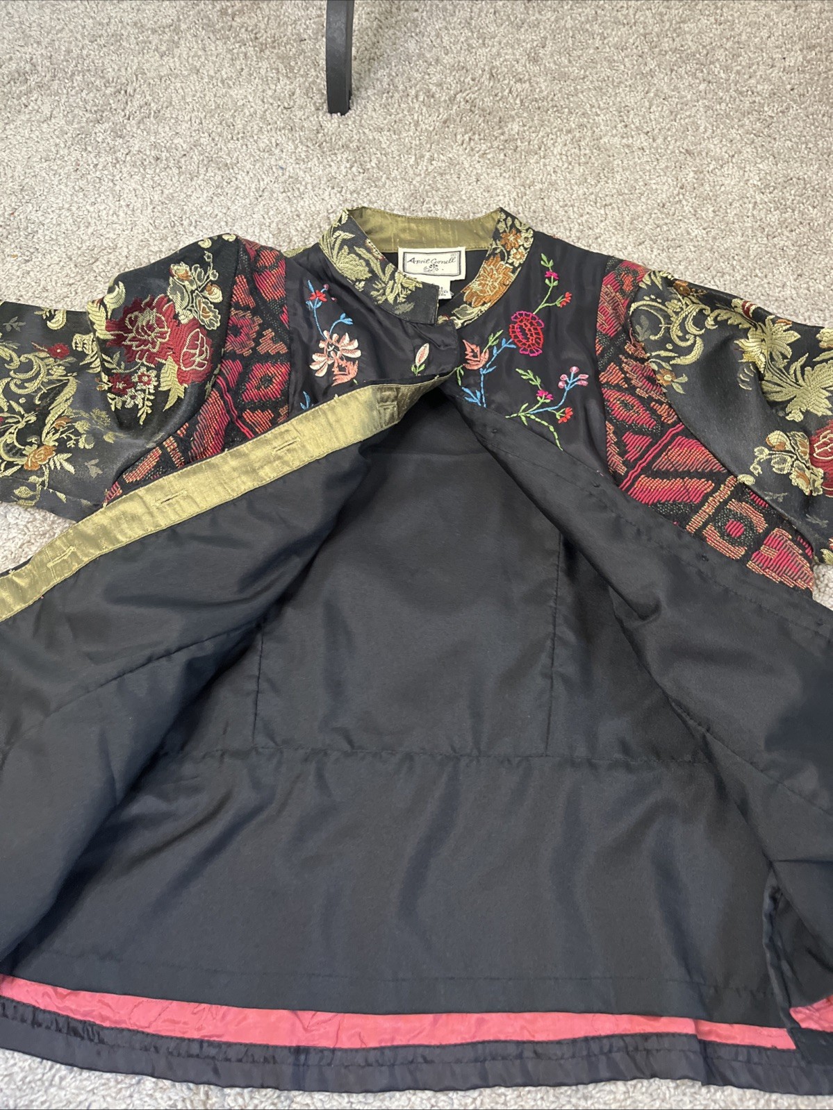 Vintage April Cornell Embroidered Tapestry Brocade Patchwork Jacket Size Small