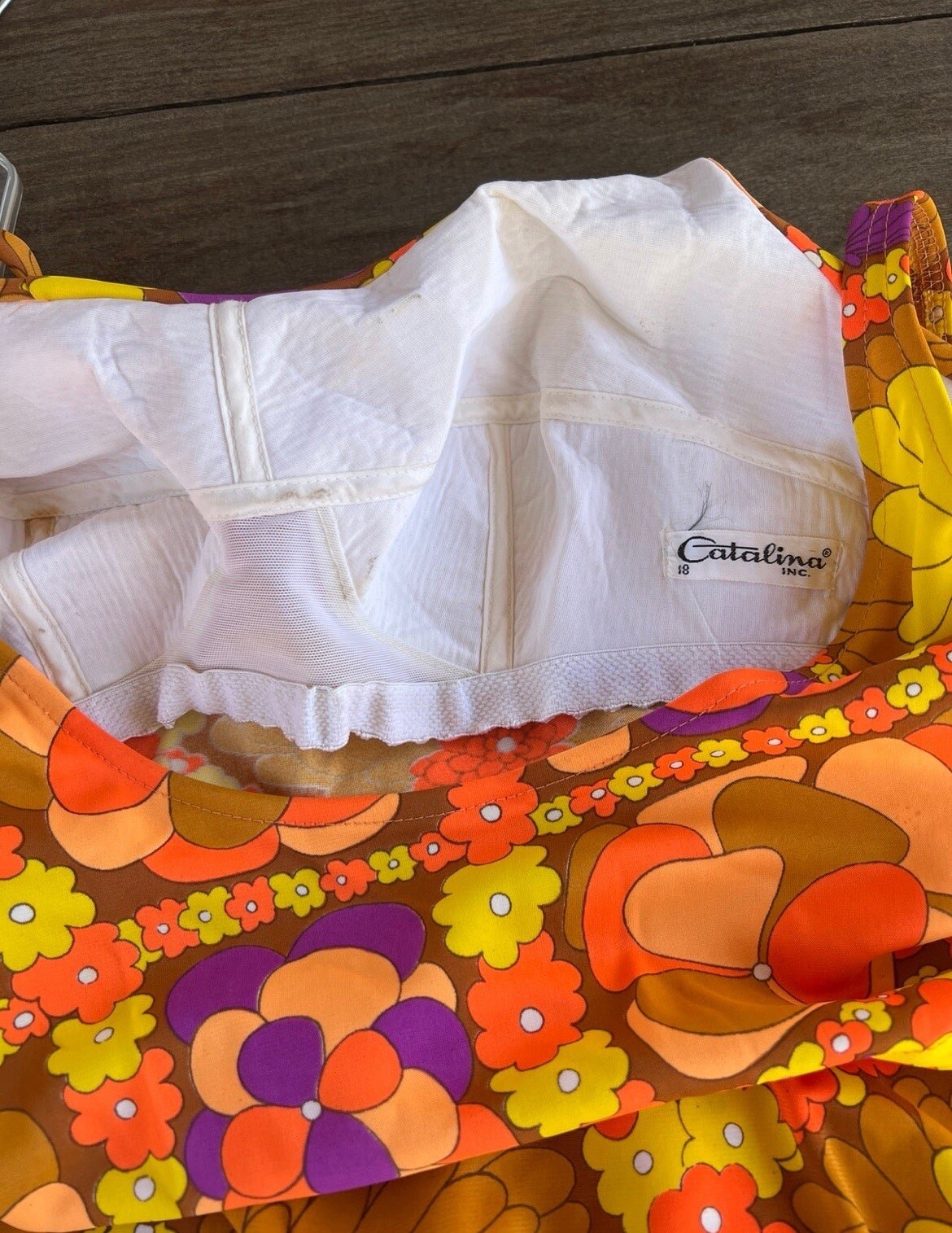 Groovy 1960’s Vintage Psychedelic Catalina One Piece Bathing Suit 36in Bust