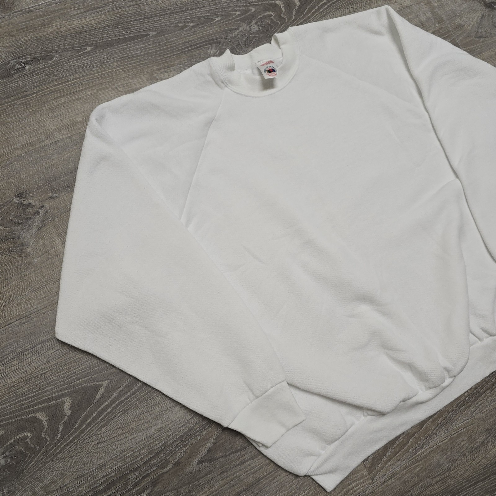 Vintage Ladies Fruit Of The Loom Blank White Sweatshirt USA Made XL Raglan 90s