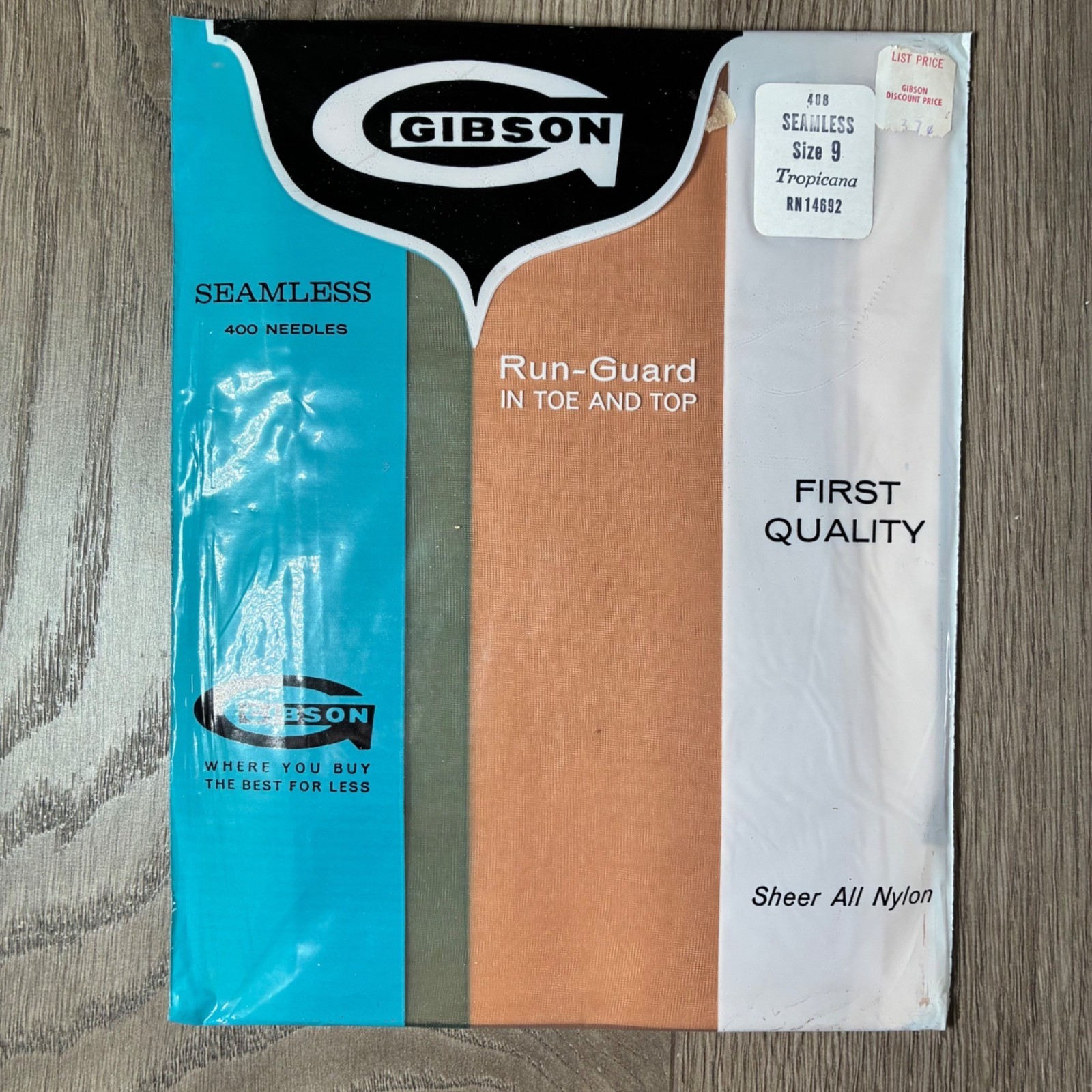 Gibson Seamless Run-Guard Nylon Stockings Size 9 Tropicana 1st Quality Lot Of 3