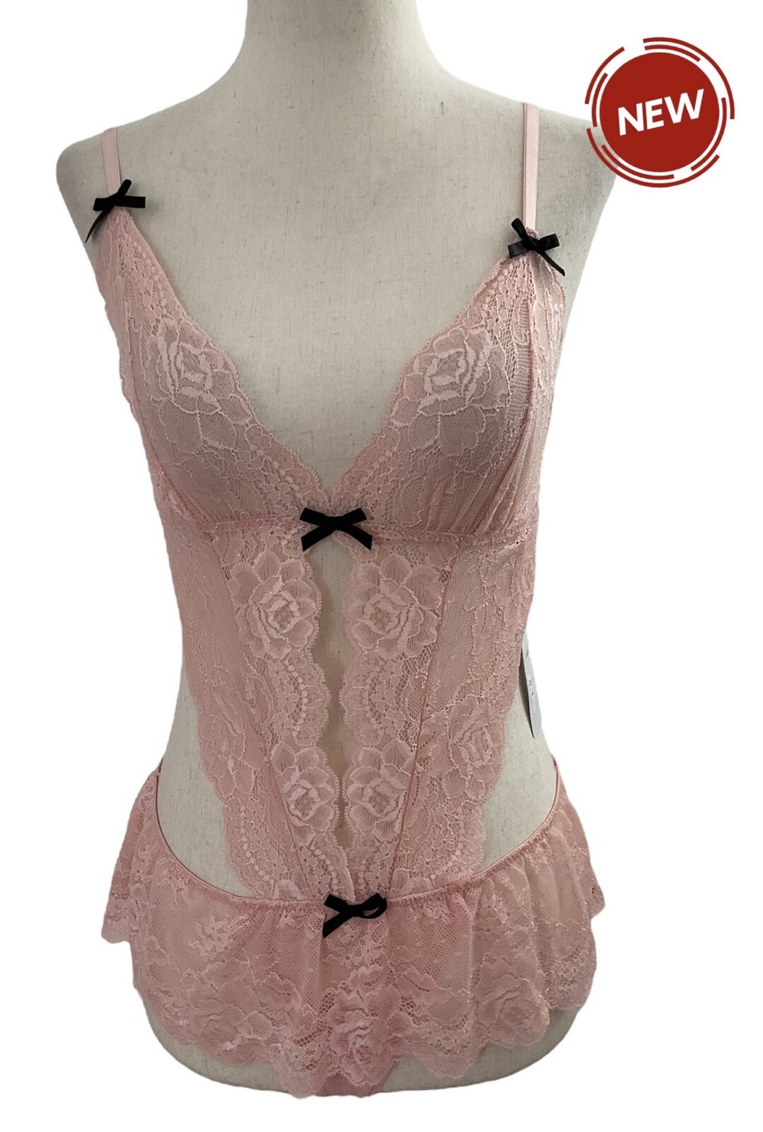 La Vie En Rose Sexy Lingerie Size XS Peach Lace Thong NWT #10•4