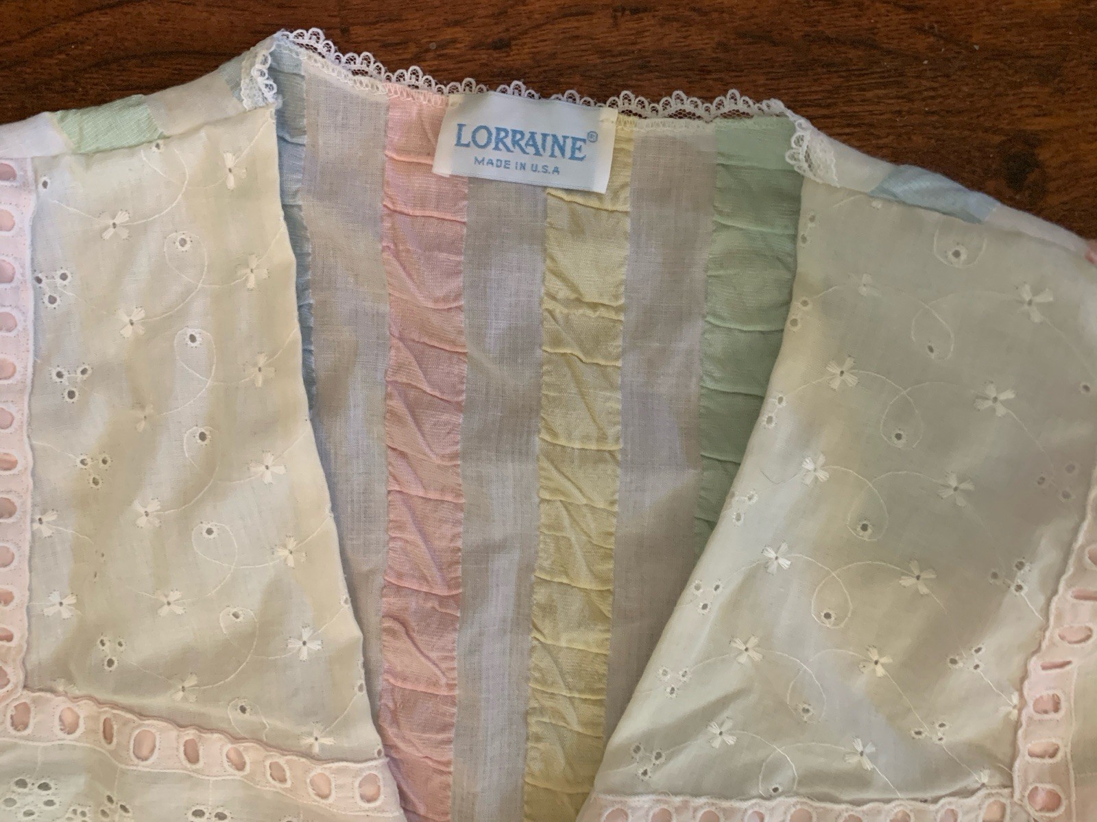 VTG Lorraine Robe Duster Retro Loungewear Housecoat seersucker Stripe Pastels L