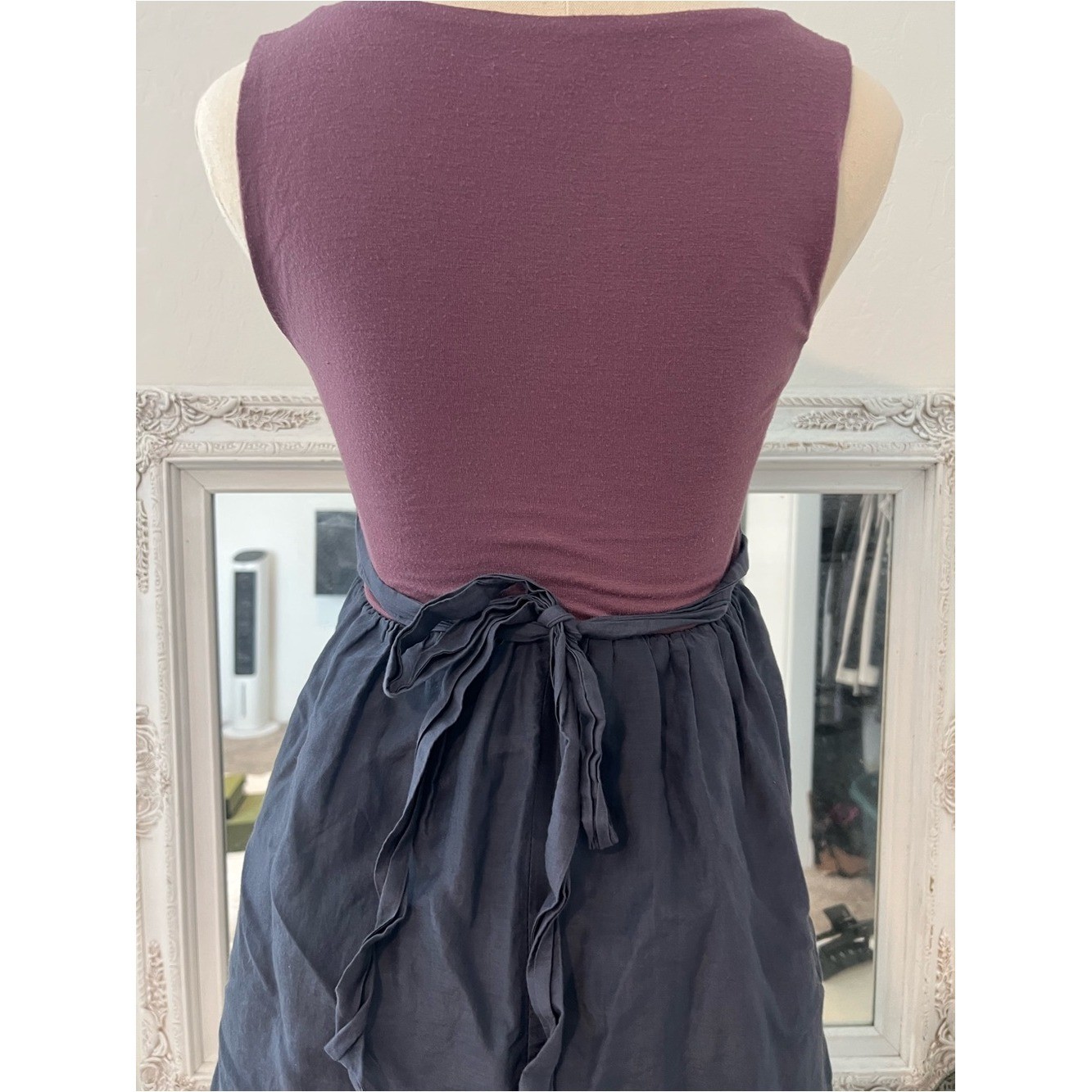 vintage y2k purple & navy mini babydoll dress with silver embellishments