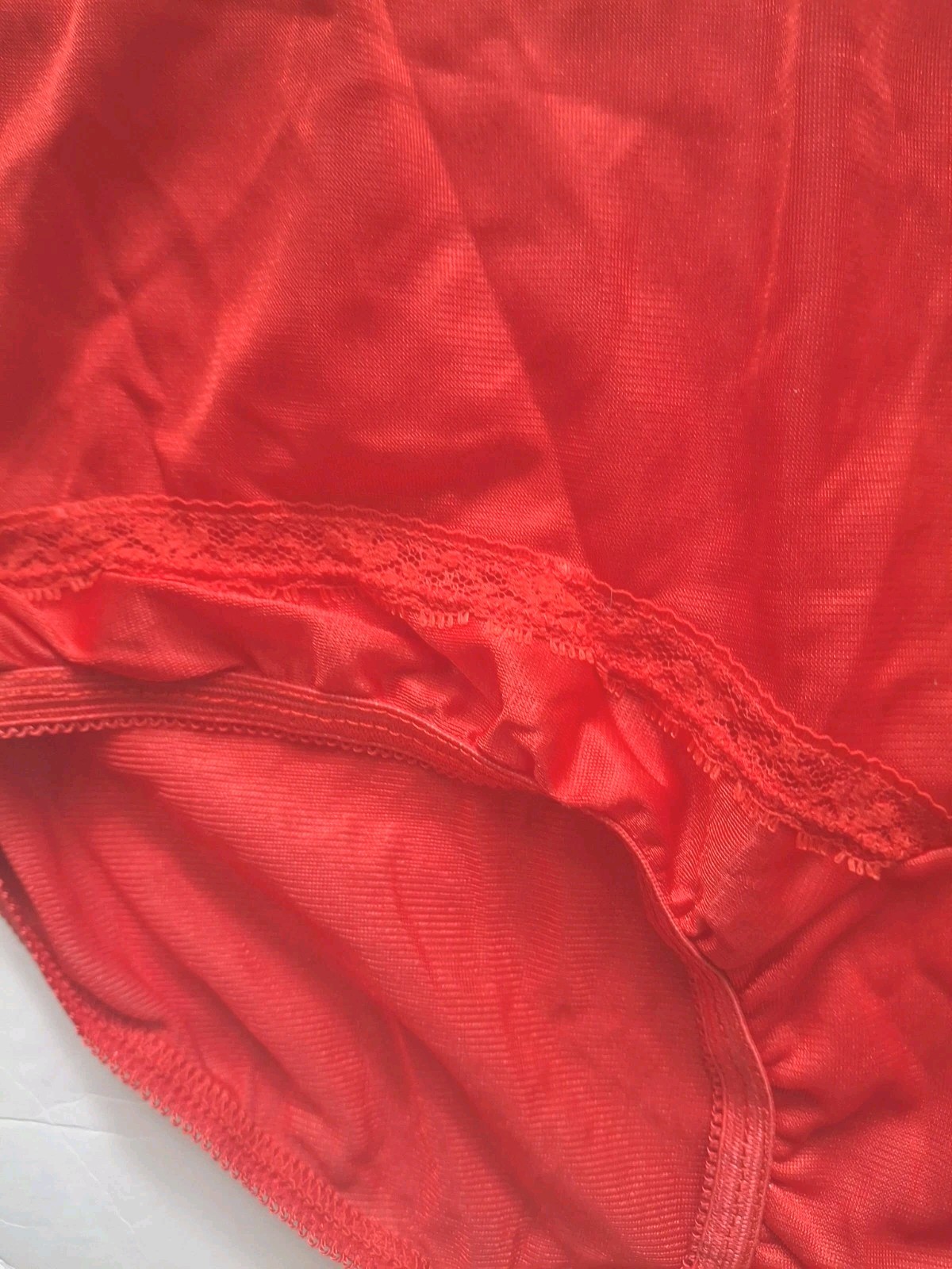 Vintage Tensheen Granny Panty Full Brief Size 5 Red High Waist Lace Pin Up