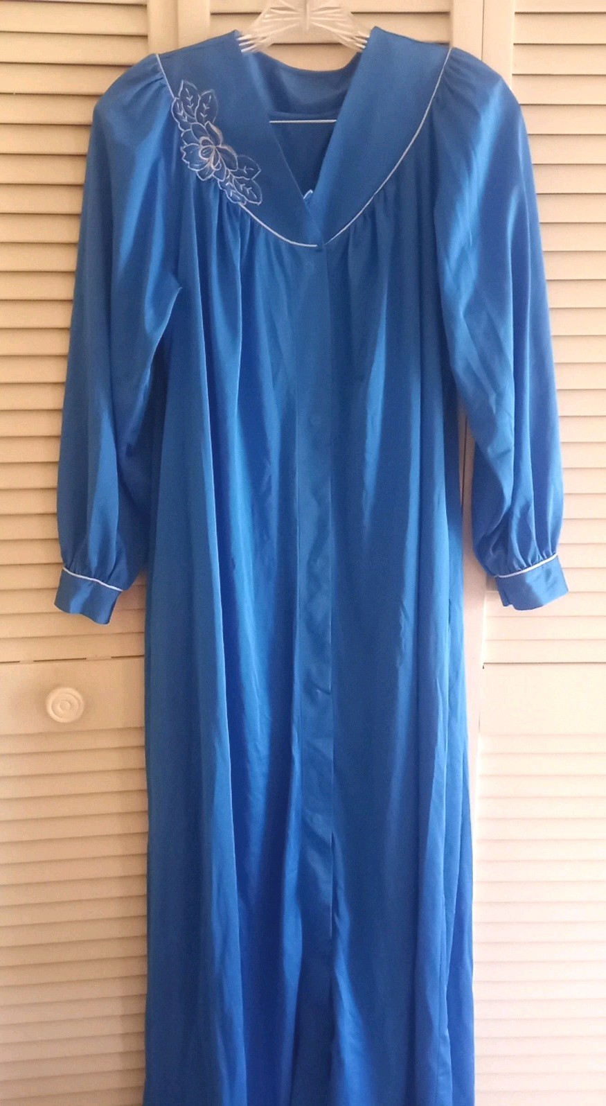 Vintage Shadowline Gown & Robe Set~ Royal Blue Long Length (52&Prime;) Nylon Size Sm