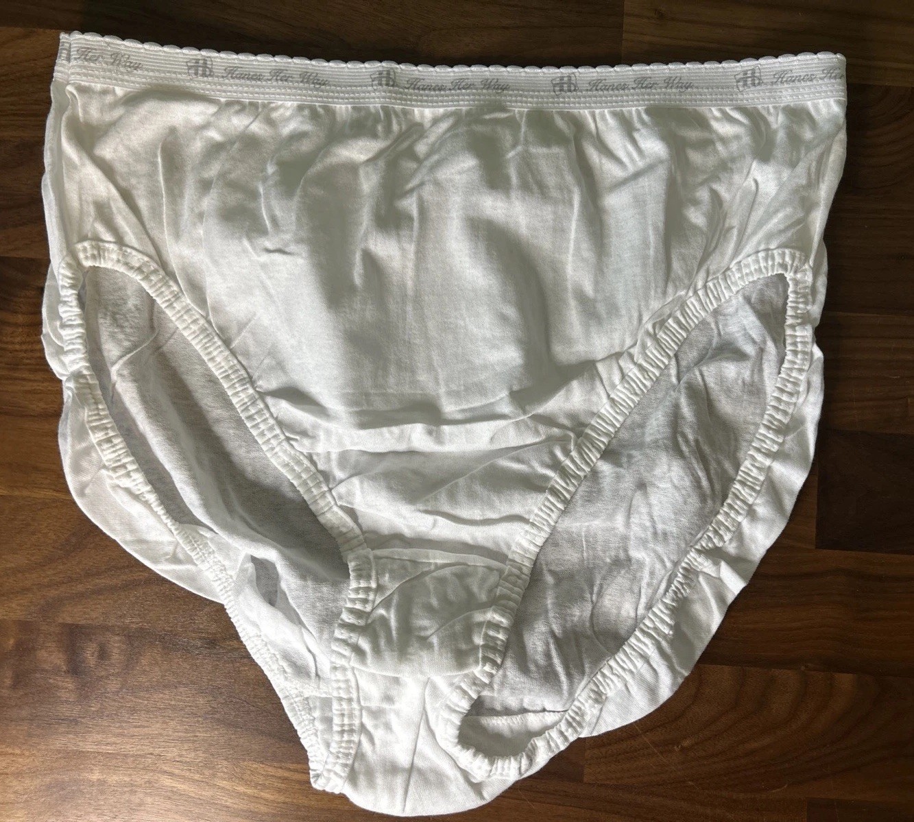 VTG Hanes Her Way Panties Accents Hi-Cut Cotton Brief Sz 9 Scalloped Waistband
