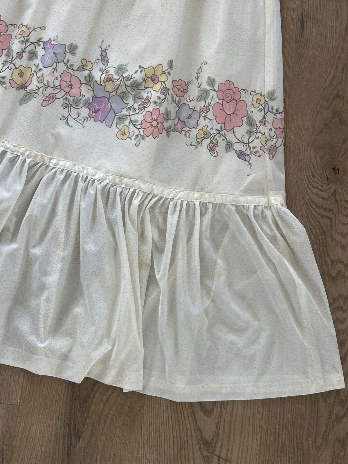 Vtg Vicky Vaughn Juniors 1970s Cream Floral Maxi Sundress Ruffle Bust XS/S Sz 5