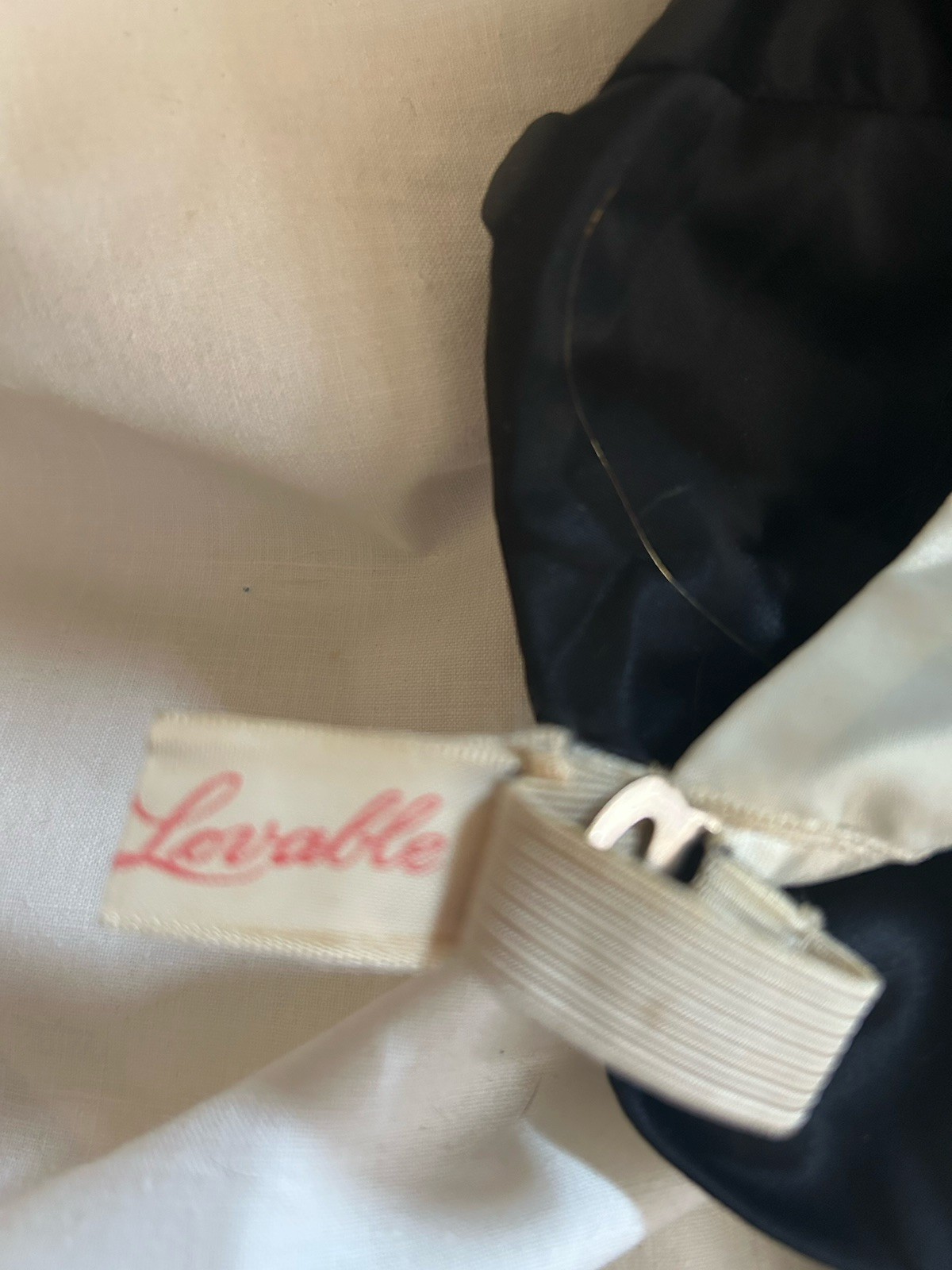 Vintage Bra Lovable Black Rayon 38B