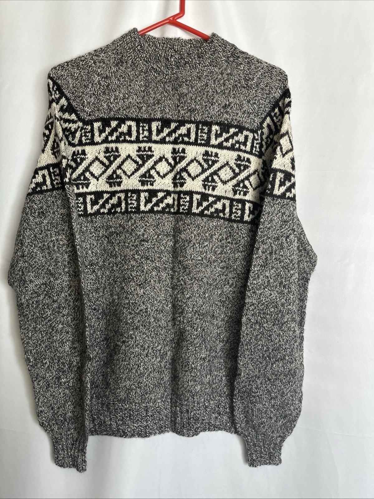 Vintage FOTRAMA Women 100%Alpaca Sweater Hand Knit Andes/Bolivia BlacK OS #0563
