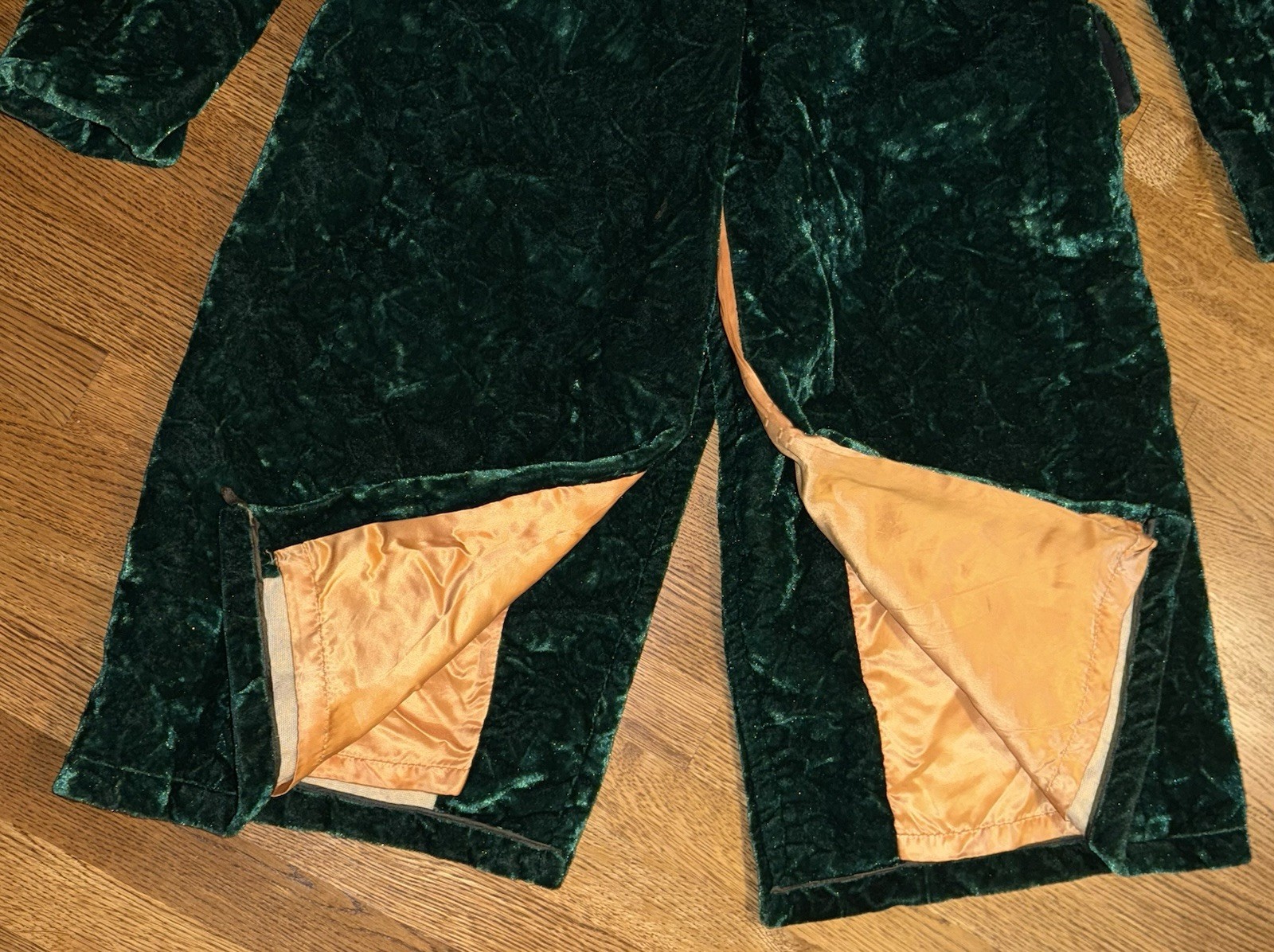 Green Crushed Velvet 70s Double Breasted Vintage Coat By VIBES by CAMPUS