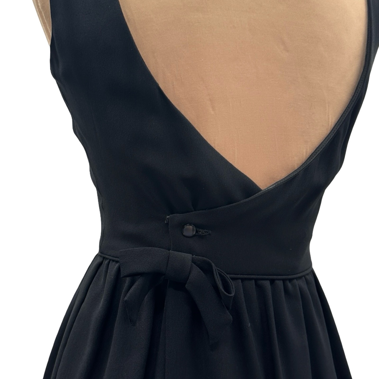 Vintage 1960s Black Fit & Flare Sleeveless Dress ILGWU Union Made Classic Midi
