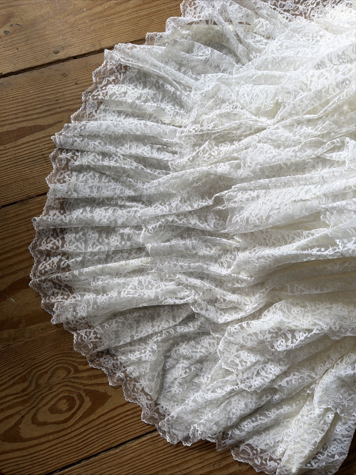 Bridallure Alfred Angelo Vintage Wedding Dress, Lace, Ruffled Tiered Long Sleeve