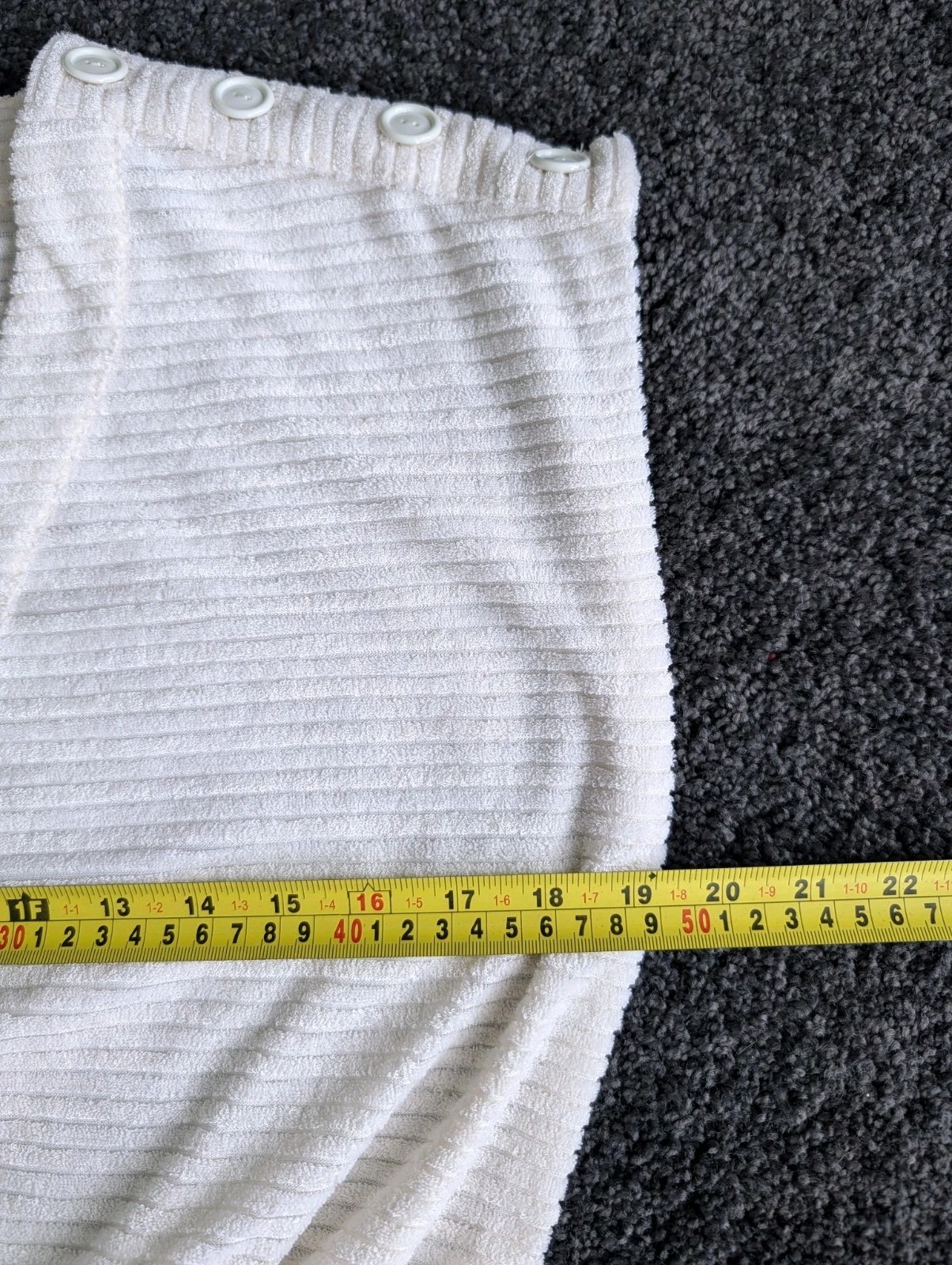 Vtg 1970s 80s Textured Terry Cloth Dress Swim Cover-up White Sz L Belted V-Neck