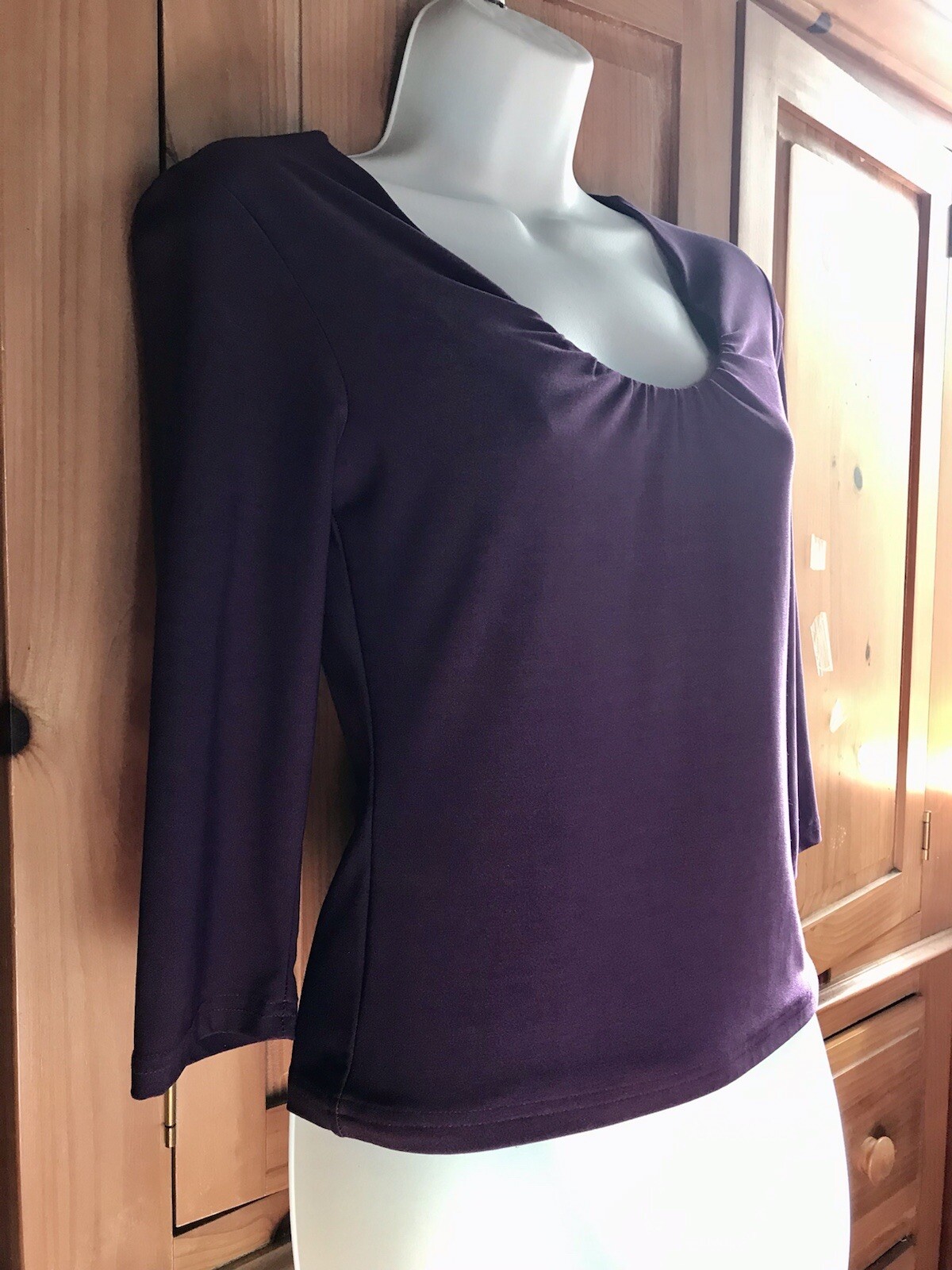 Vintage 90s Express Little Purple Top Soft Scoop Neck Polyester/Spandex S Cute!!