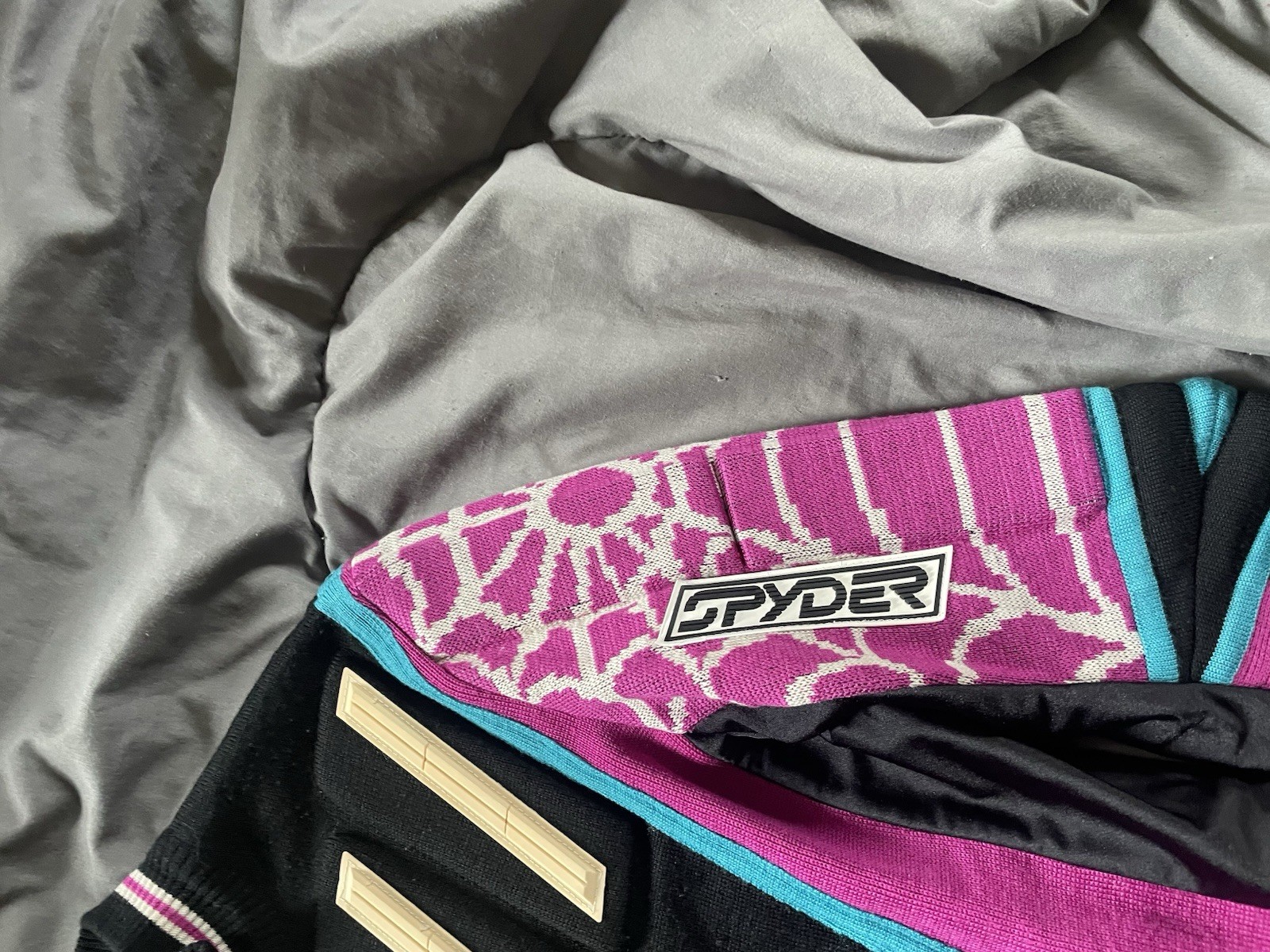 VTG Wool Spyder Padded US Ski Team Sweater Sweatshirt Purple Orange Green Web XS