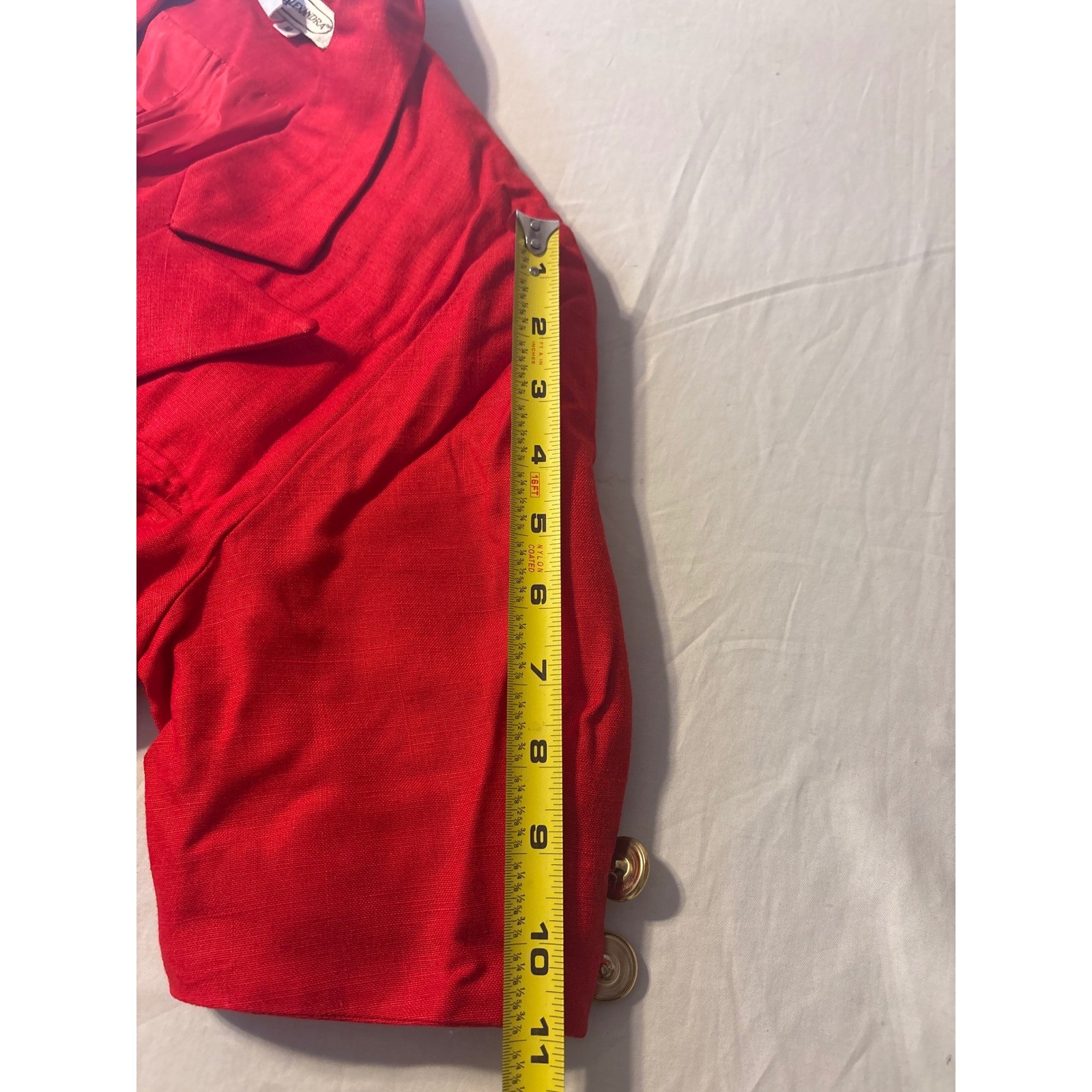Vintage Red Double Breasted Blazer Dress Women Medium Red Gold Buttons 80s