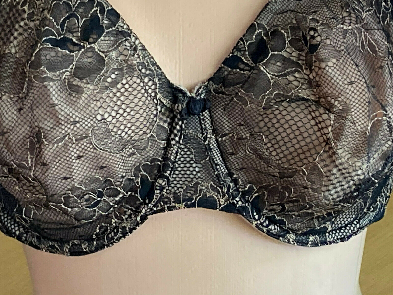 522 CACIQUE 38DD BLACK Lace Lined Wide Back Molded Cup Underwire Bra #70783