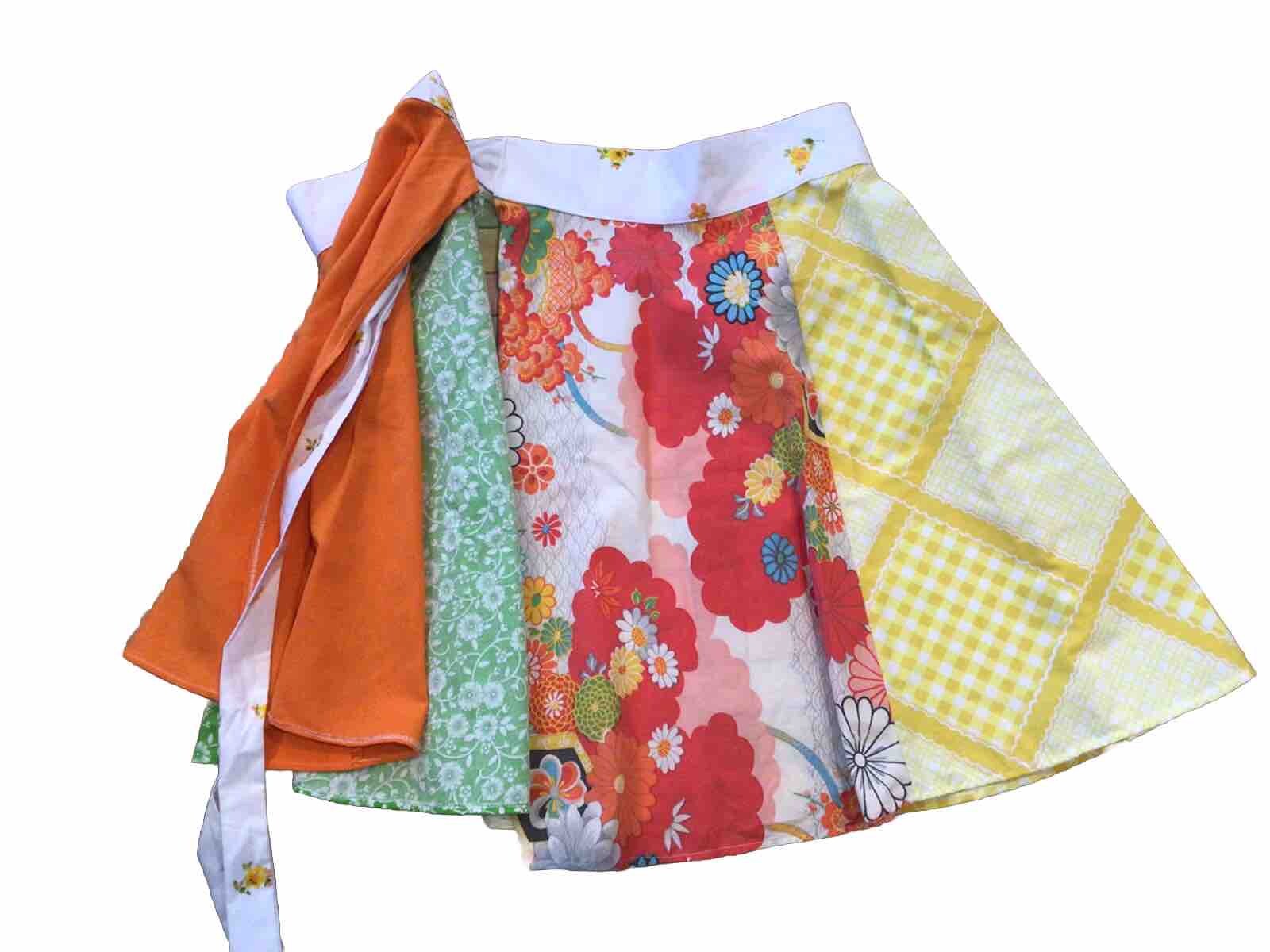 Vintage 70s Homemade Hippy Pillowcase Wrap Skirt Multi Color