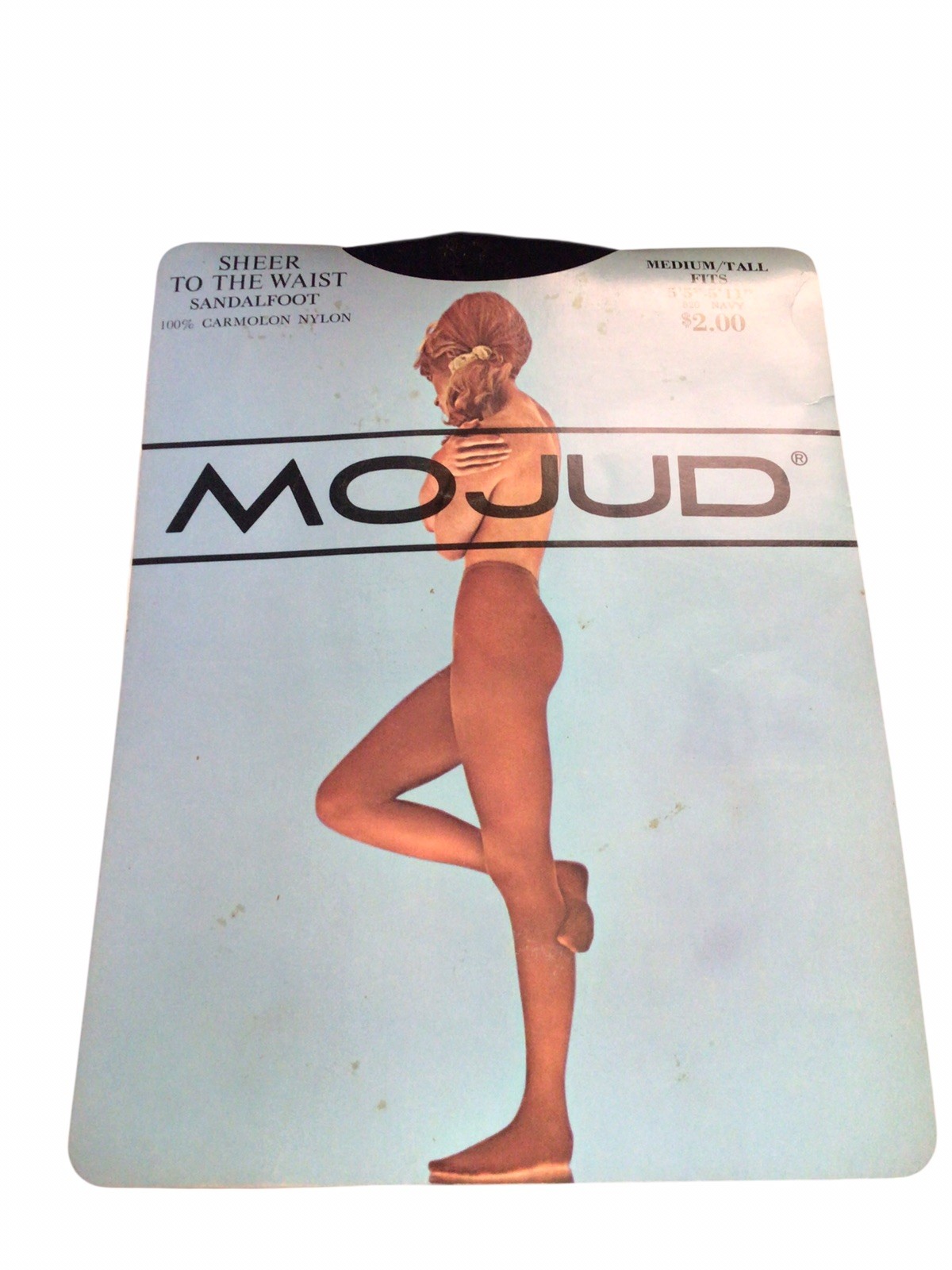 Vintage MOJUD 100% Carmolon Nylon Medium/Tall Navy Sheer To The Waist